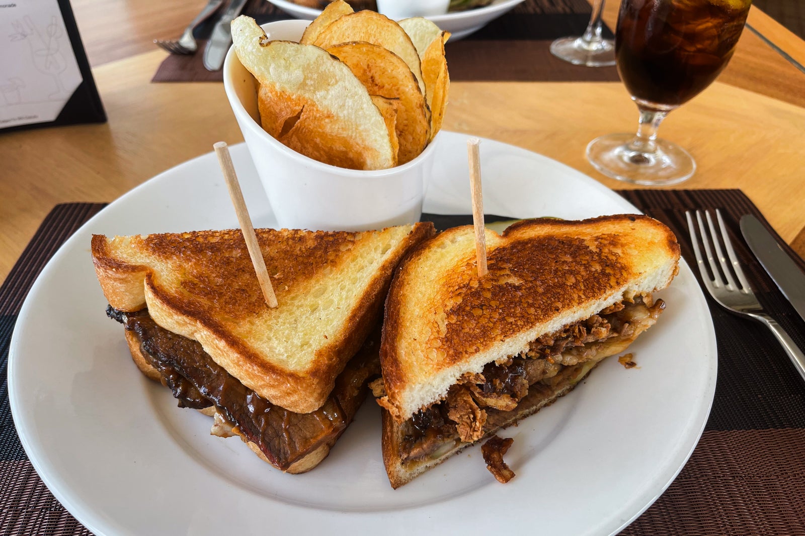 brisket sandwich at Clubhouse Grille Waldorf Astoria Orlando