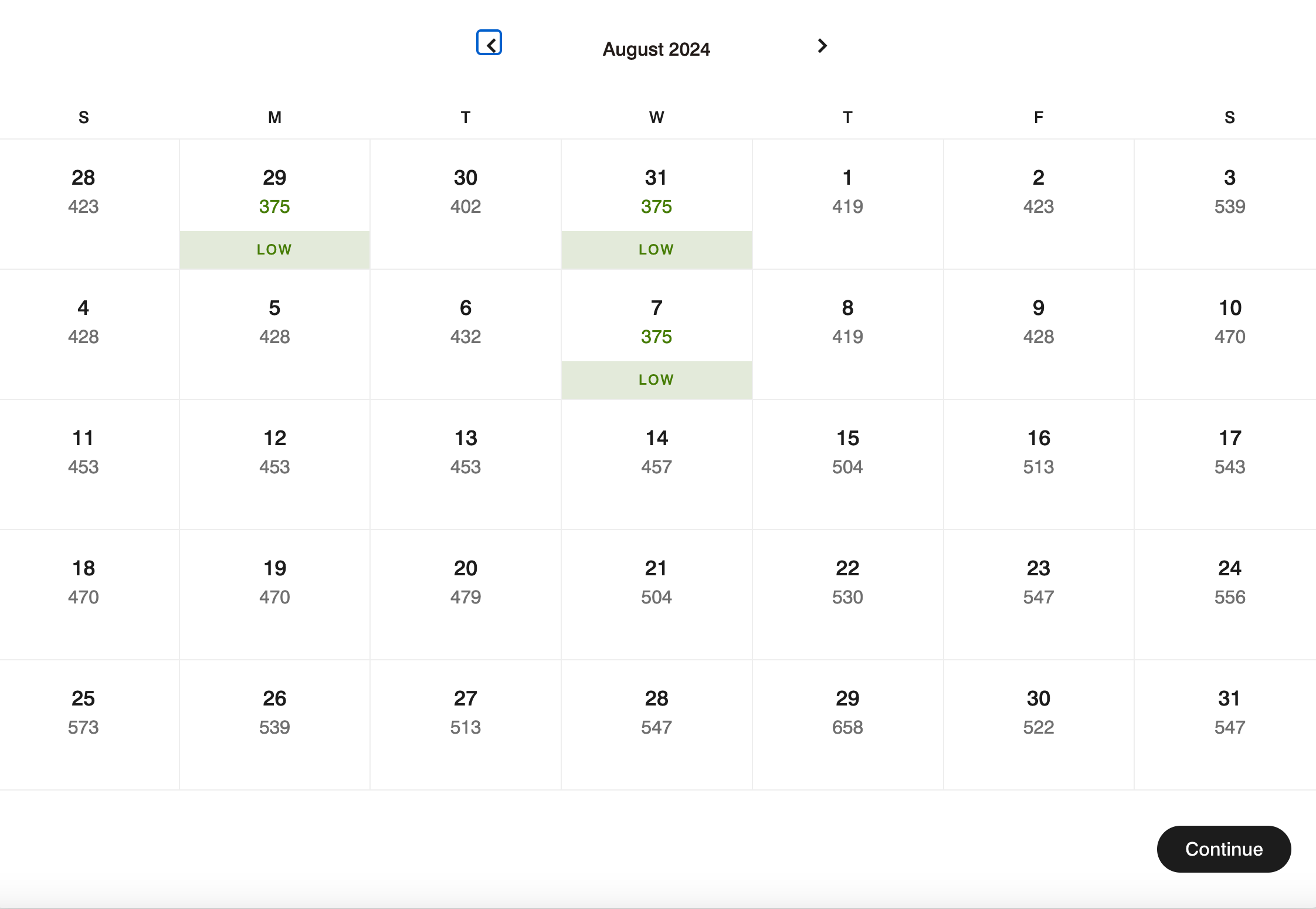 W Barcelona Marriott calendar