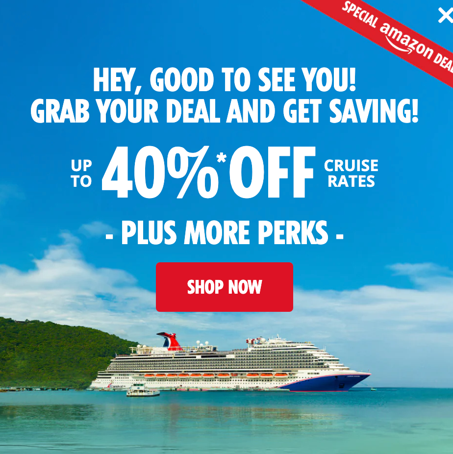 Screenshot of Carnival cruise deals with Amazon Prime Day