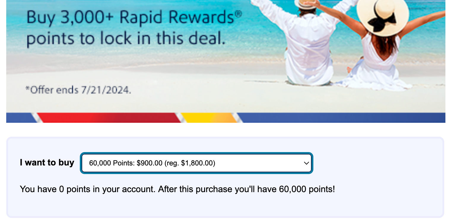 Southwest Rapid Rewards points purchase page. SOUTHWEST