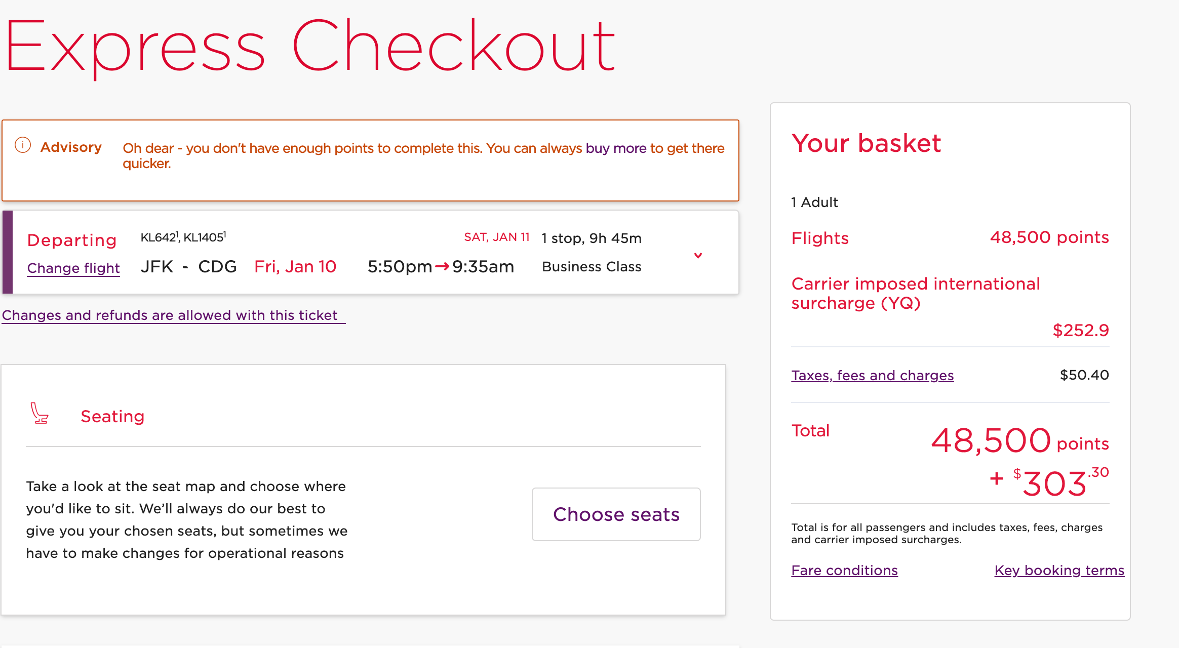 checkout screen