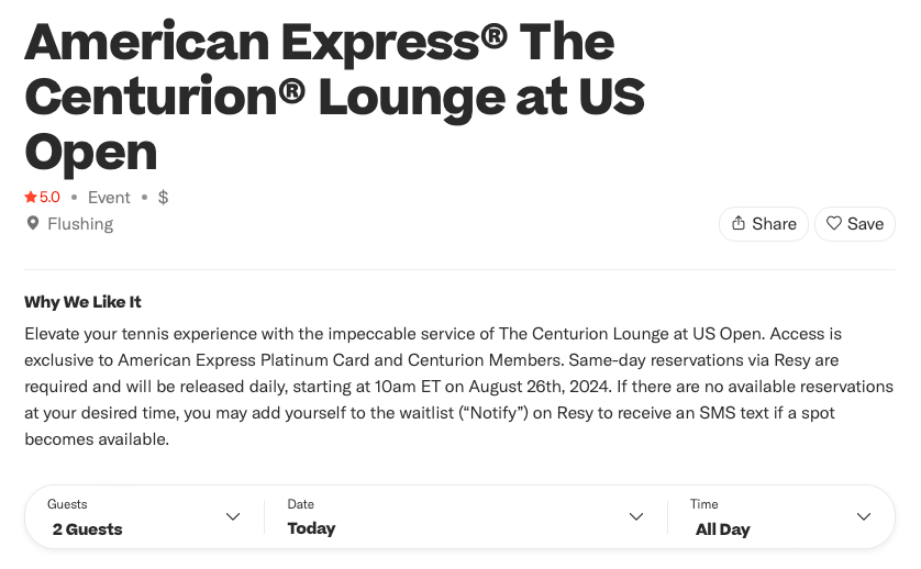 American Express The Centurion Lounge at U.S. Open