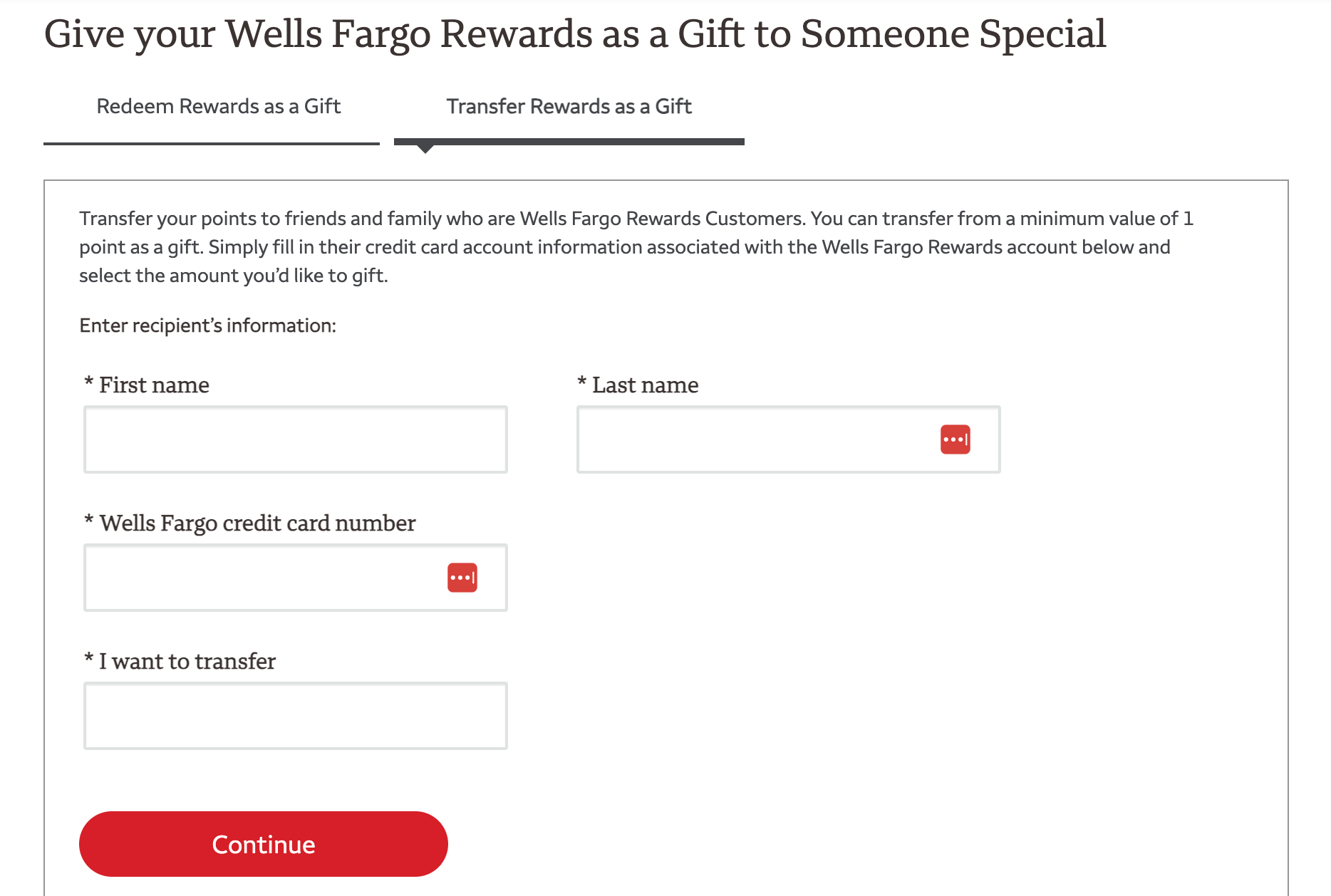 WF gift redemption options