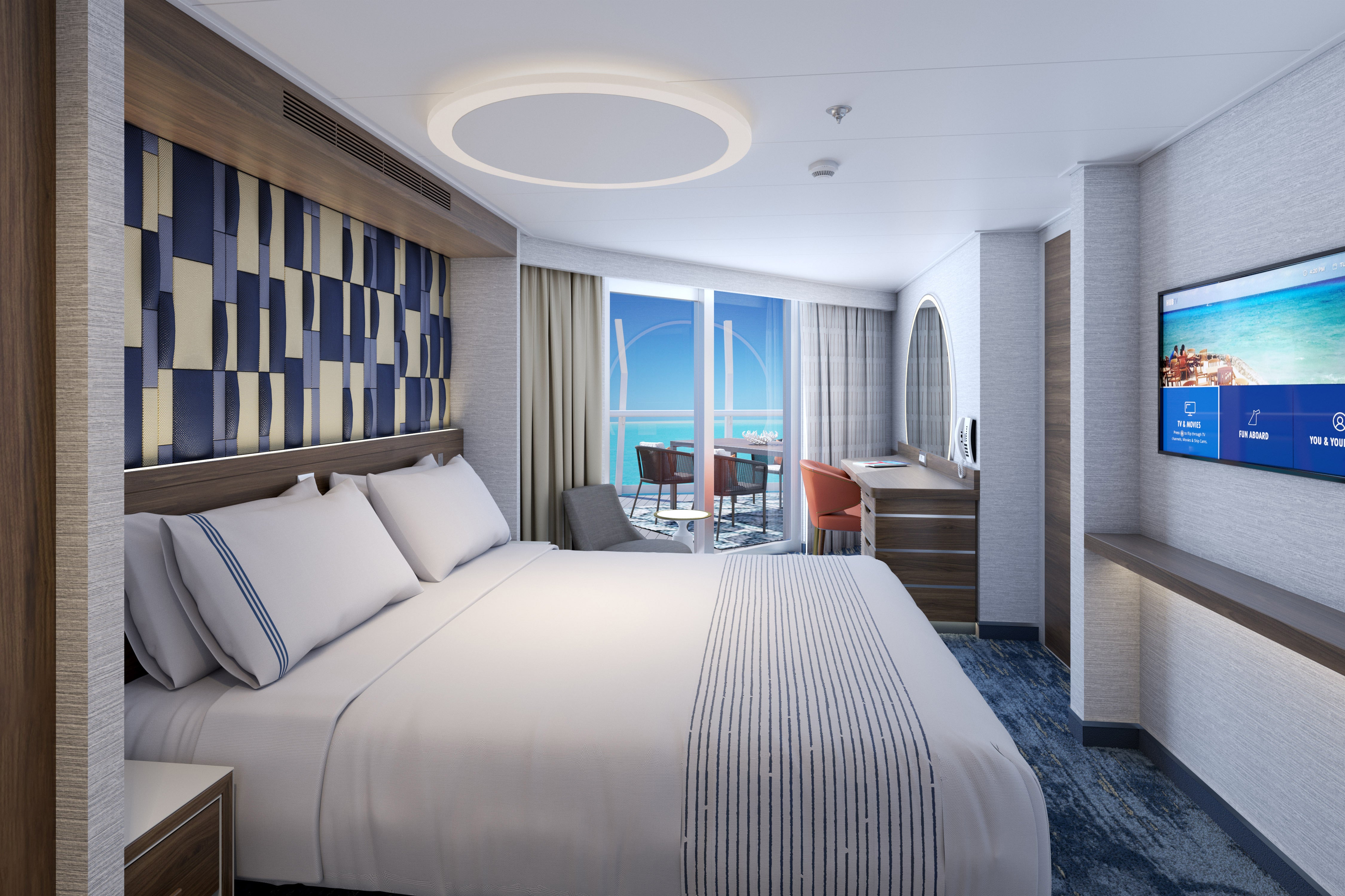 An artist's drawing of an Excel Presidential Suite planned for Carnival's next ship, Mardi Gras. (Image courtesy of Carnival Cruise Line)