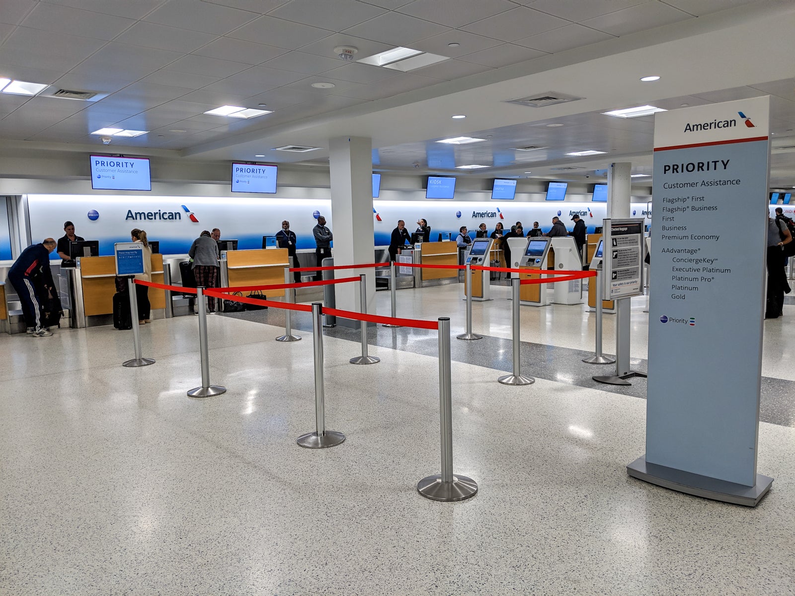 A typical priority check-in line, as found in Boston International Airport.