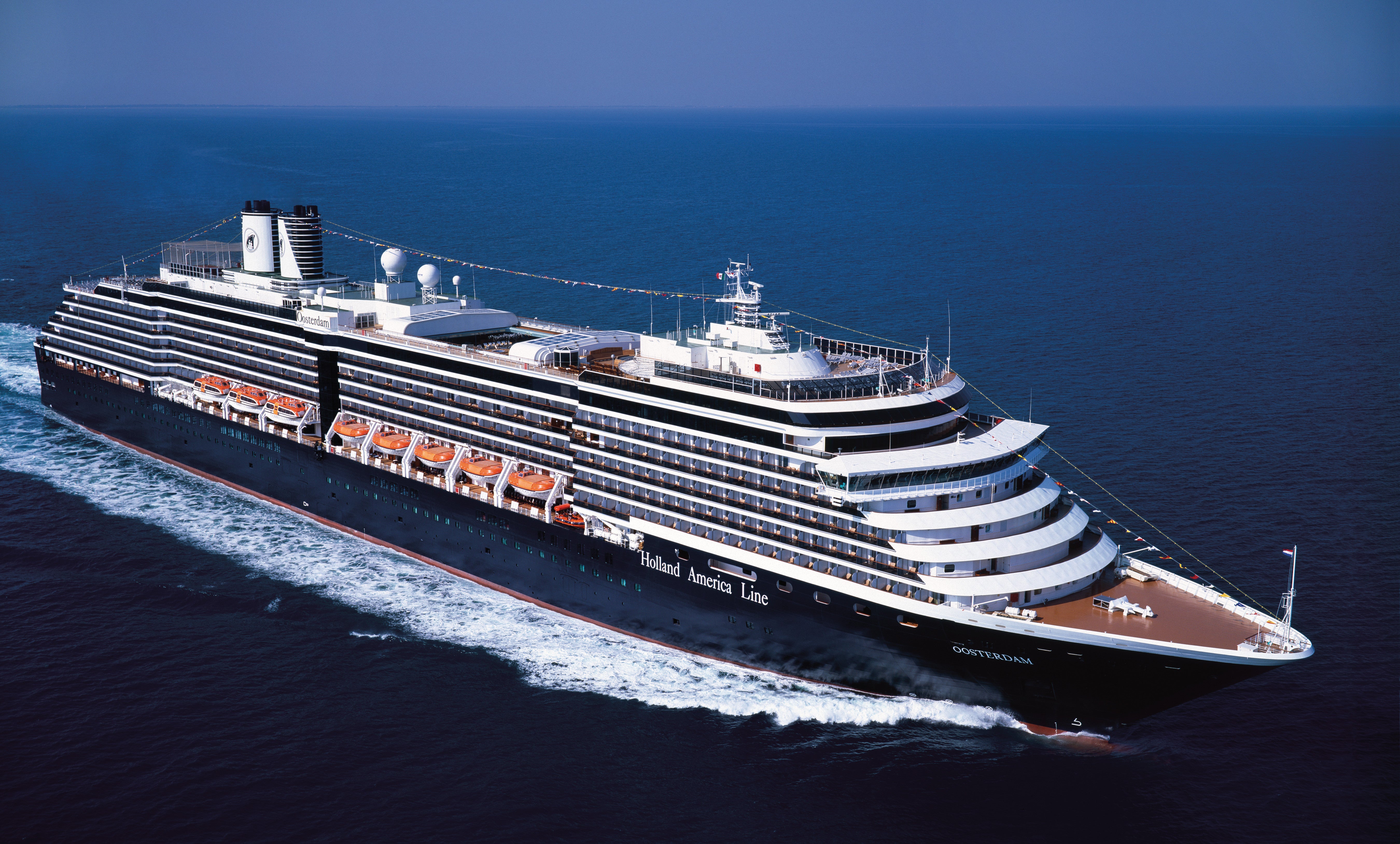 The Holland America cruise ship Oosterdam at sea