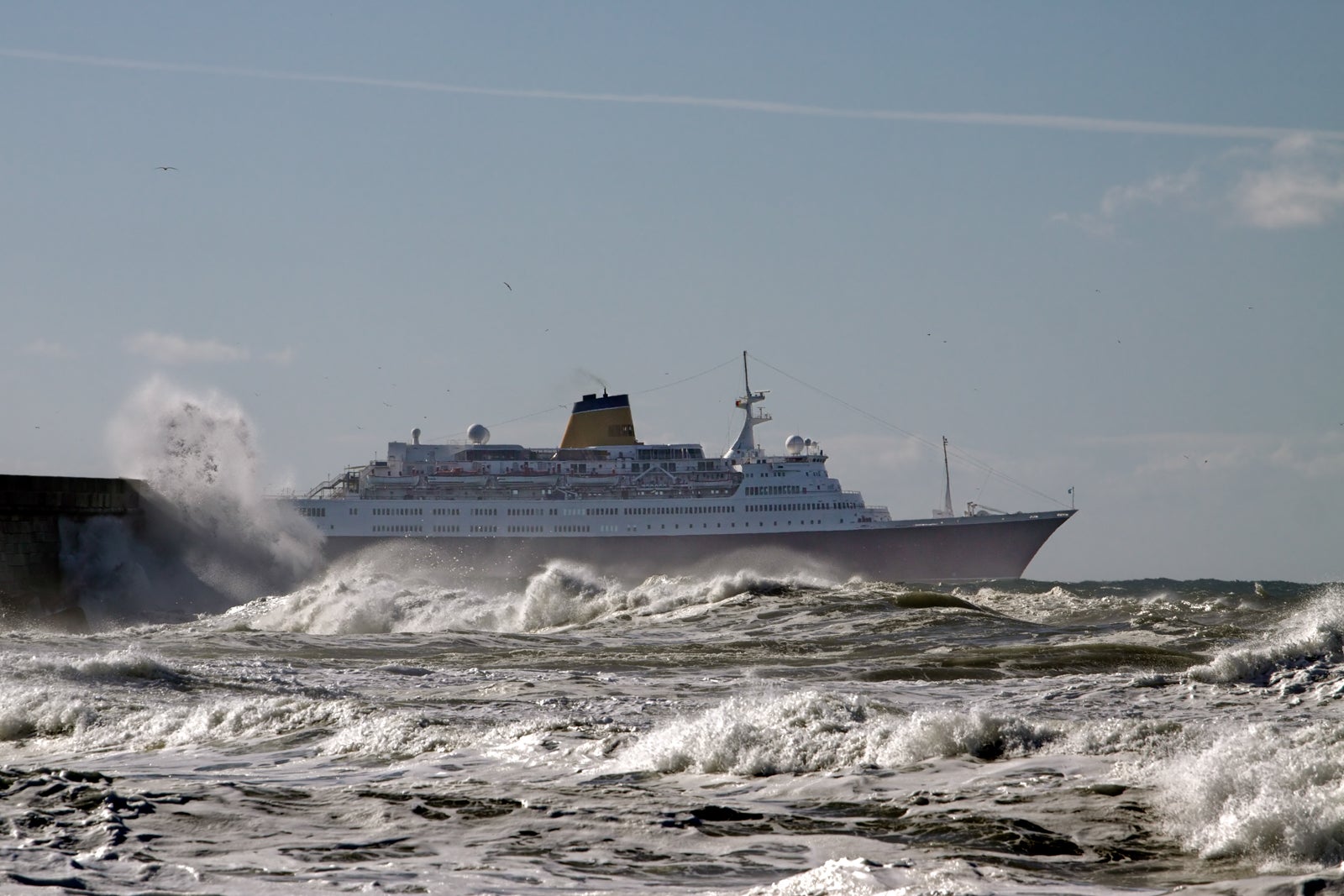 Cruise ship in rough seas