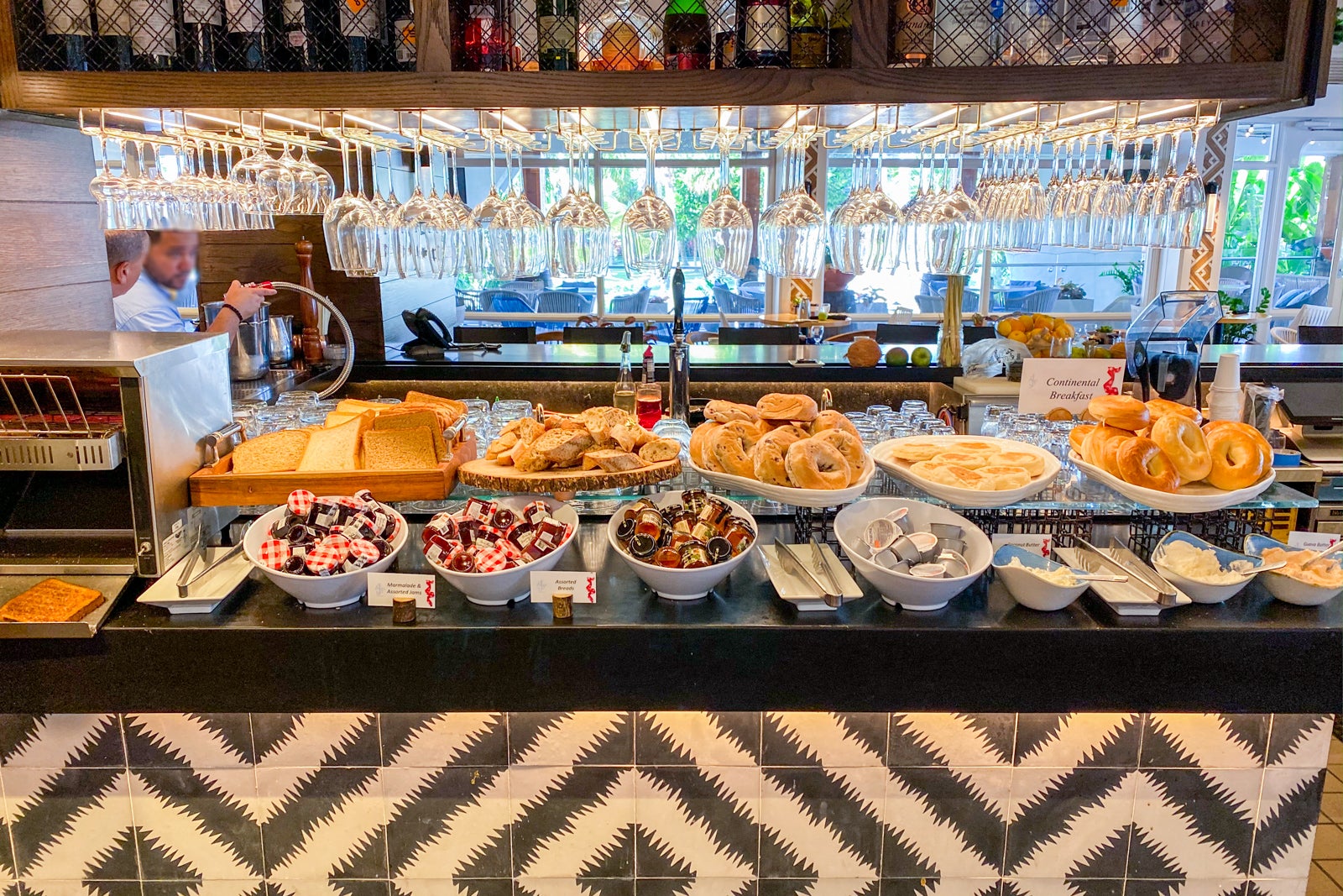 a hotel breakfast buffet