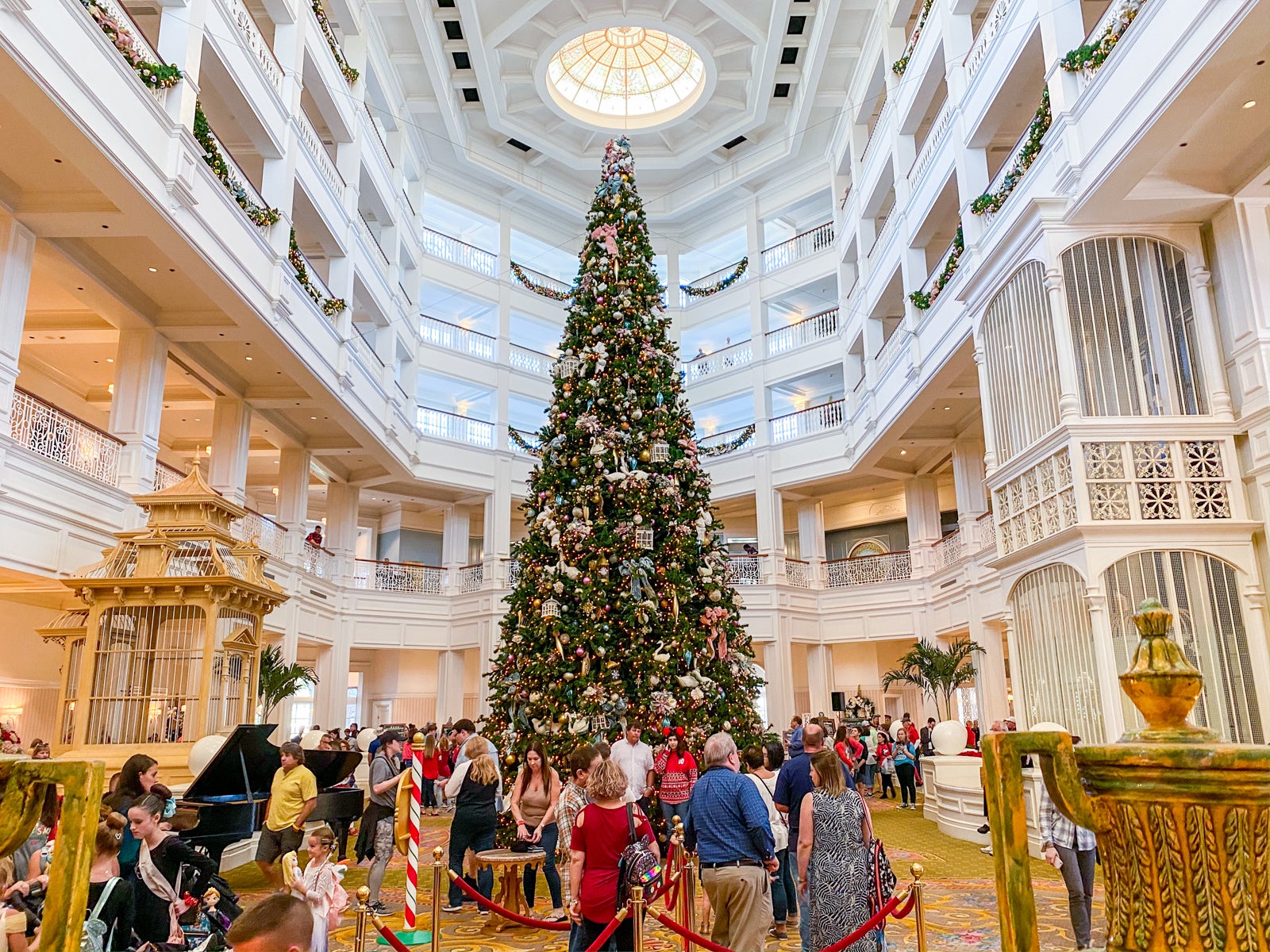 christmas tree in hotel lobby