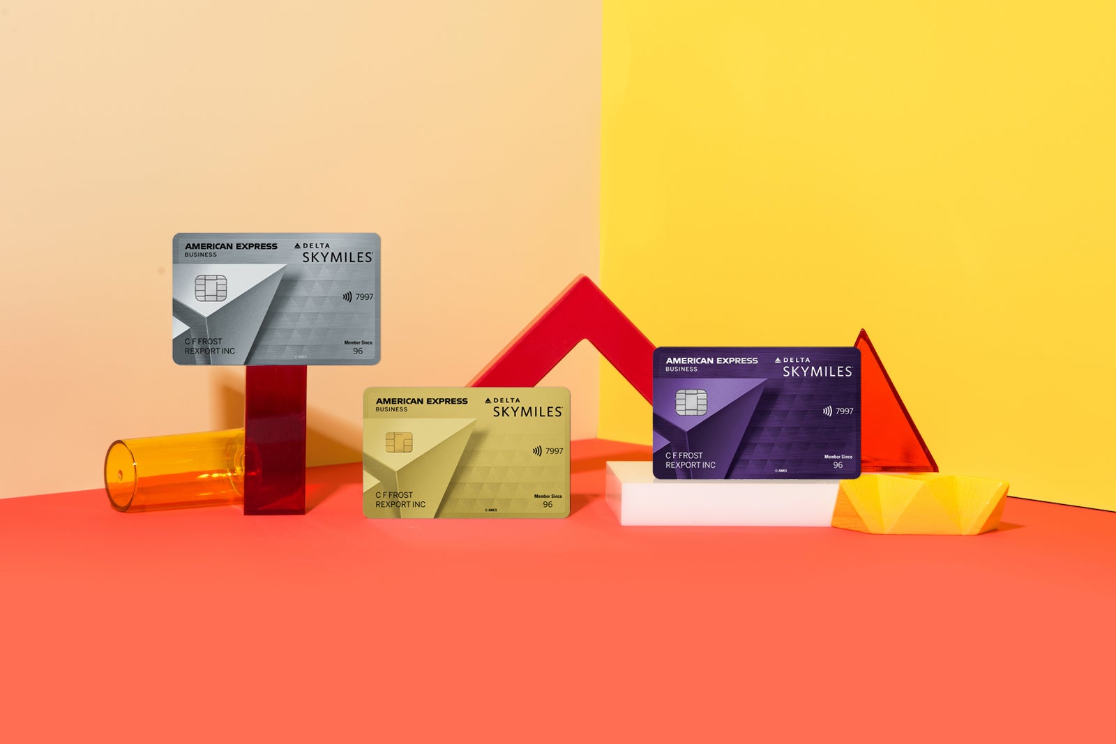 A photo of all three Amex Delta Skymiles Business Gold Reserve Platinum Card Group