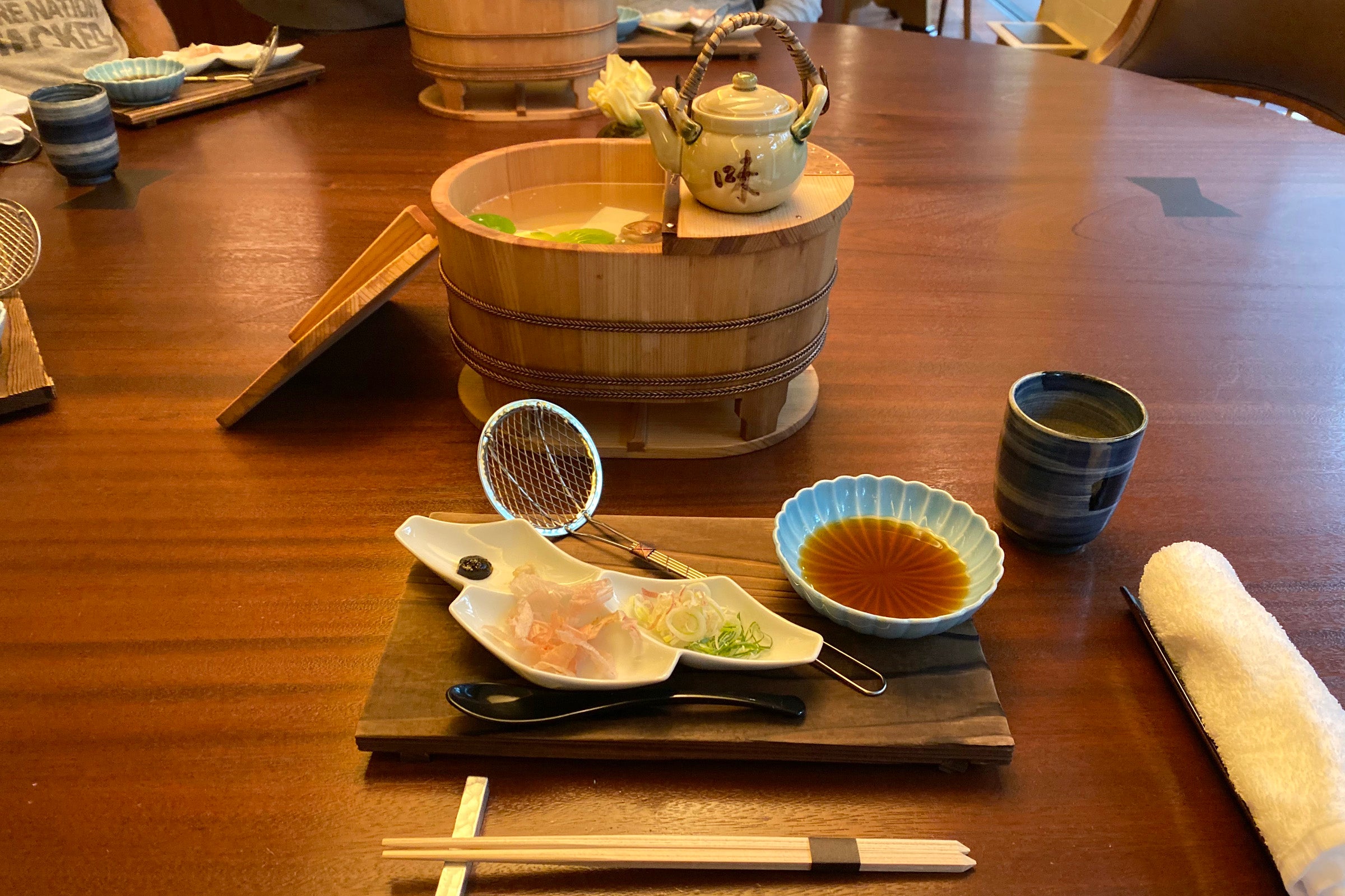Hot tofu with soy glaze. Japanese breakfast at Mizuki, RITZ-CARLTON, KYOTO