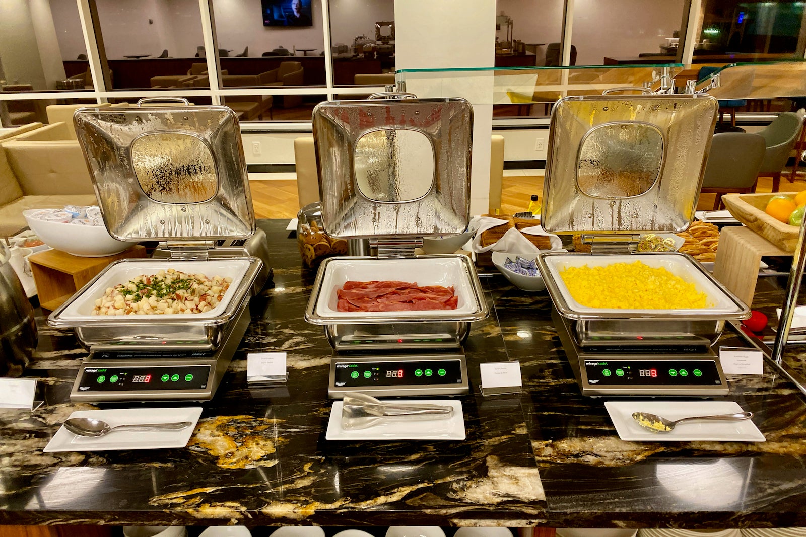buffet in airport lounge