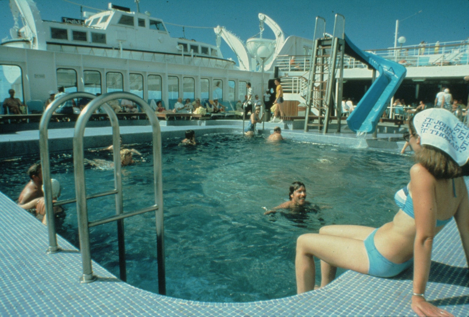 A historic image of the waterslide on Carnival's Festivale