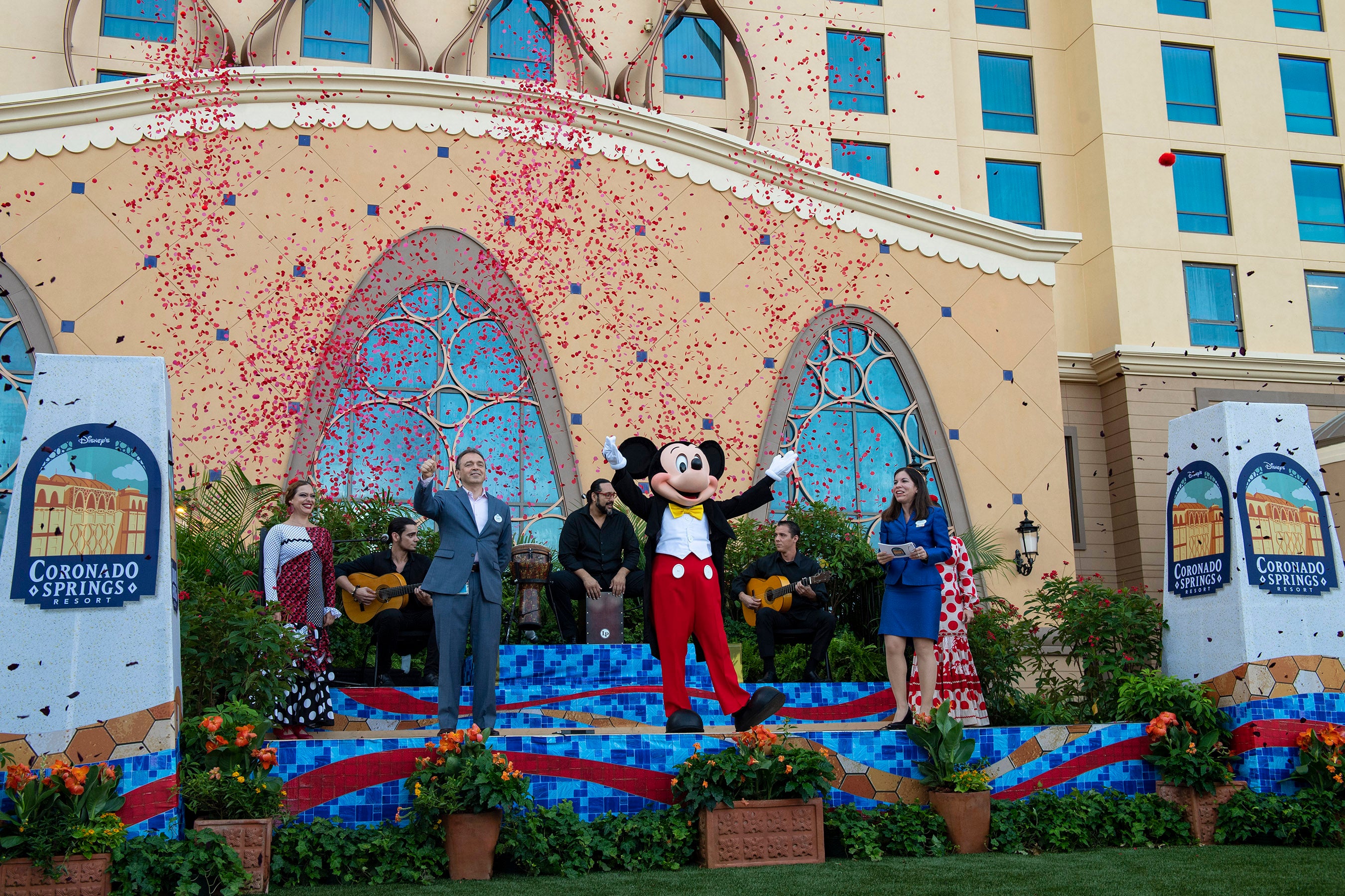 Walt Disney World Resort cast members celebrate the grand opening of the new Gran Destino Tower at Disney’s Coronado Springs Resort in Lake Buena Vista, Fla., July 9, 2019.  The opening of the tower also marks completion of a multiyear re-imagining of Disney’s Coronado Springs Resort, which offers new restaurants, recreational amenities, club-level services and a new arrival experience. (David Roark, photographer)