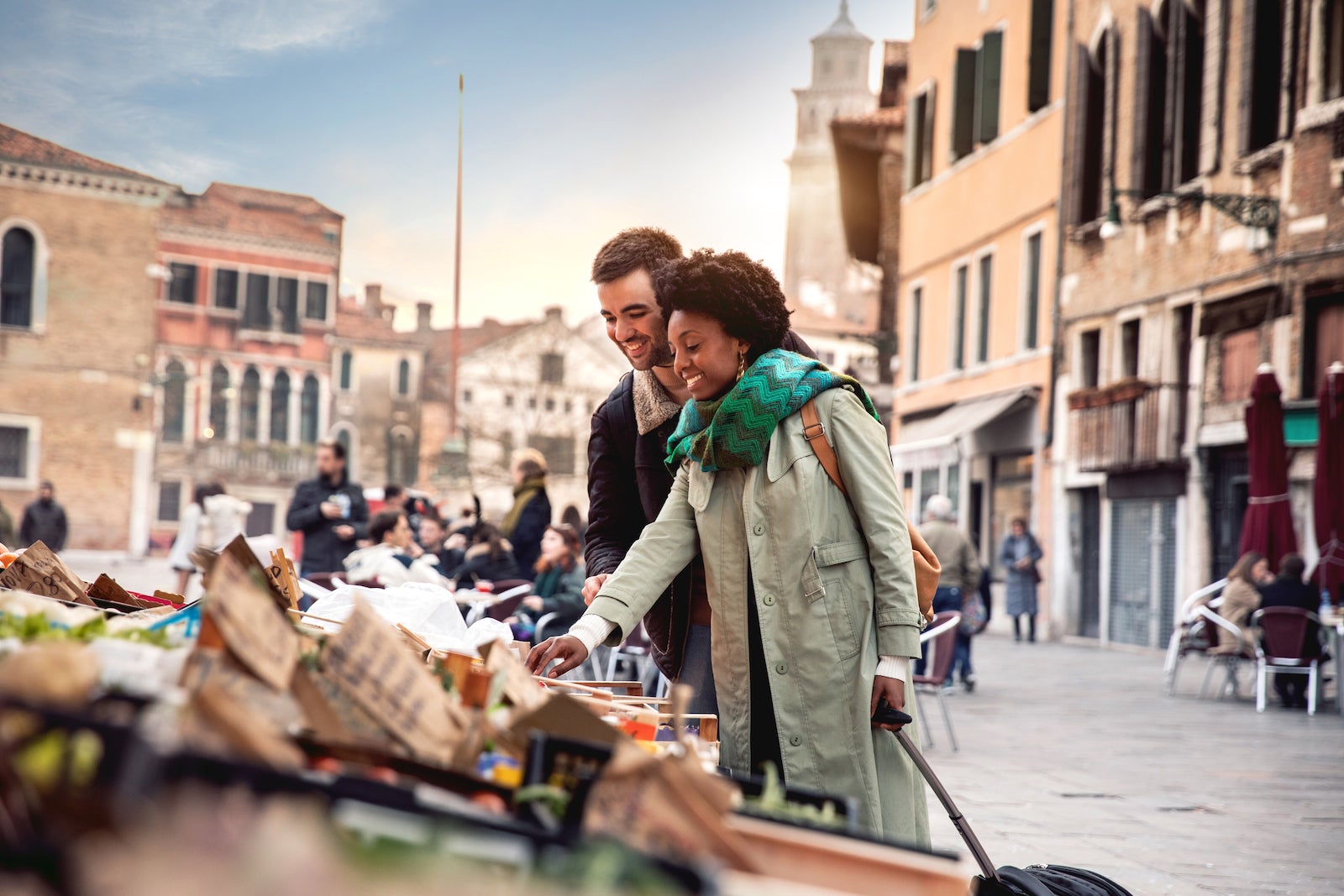 People shopping in Europe