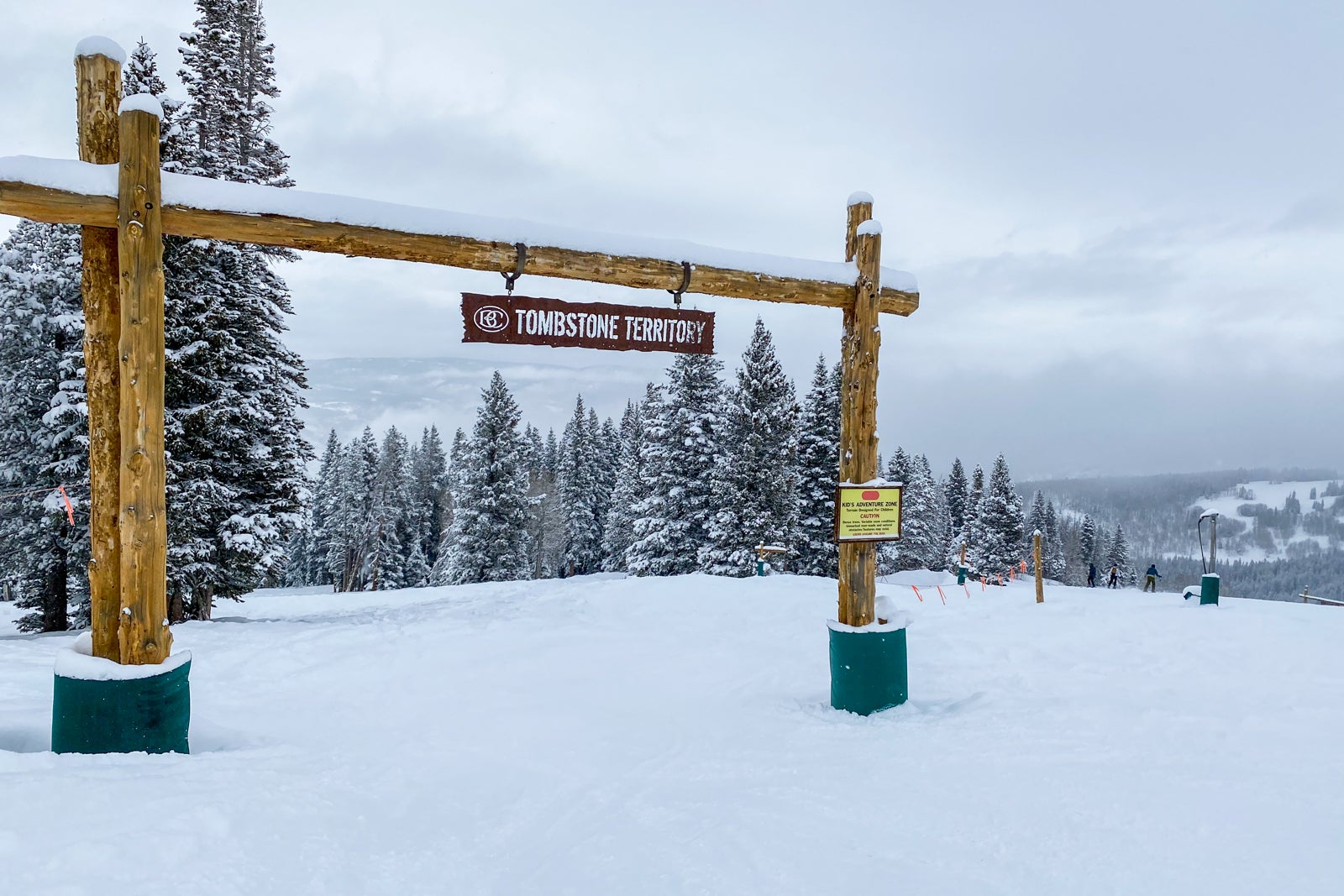 Snow-covered lookout at Tombstone Territory