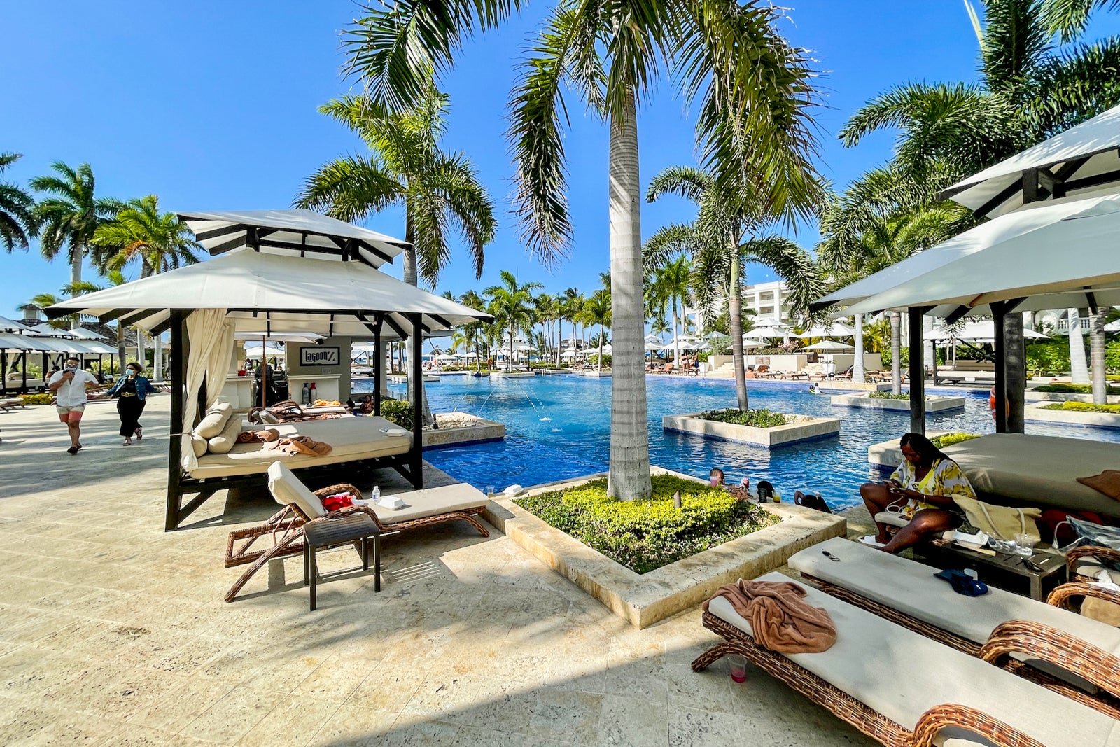 Cabanas near a hotel pool