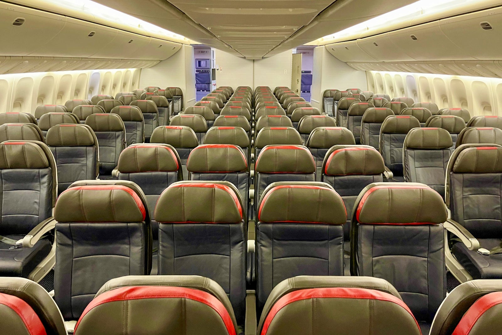 Economy seating on an American Airlines 777-300ER