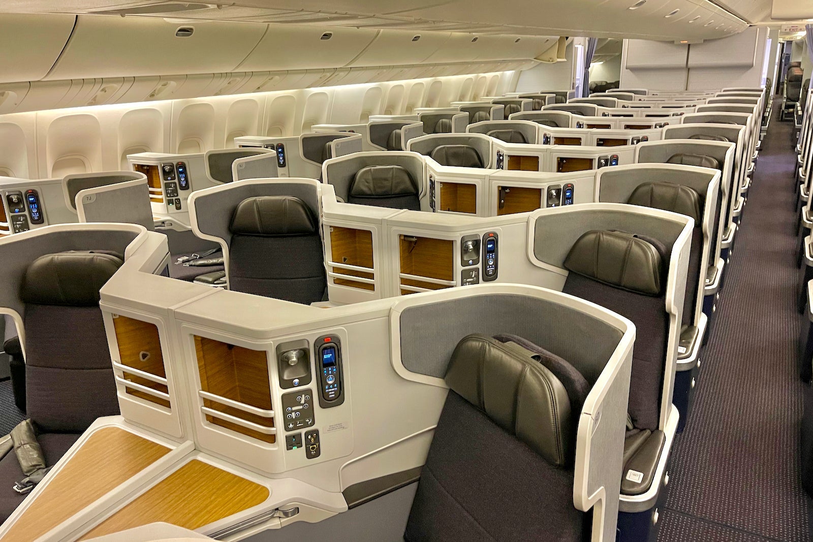 Business class seating on an American Airlines 777-300ER