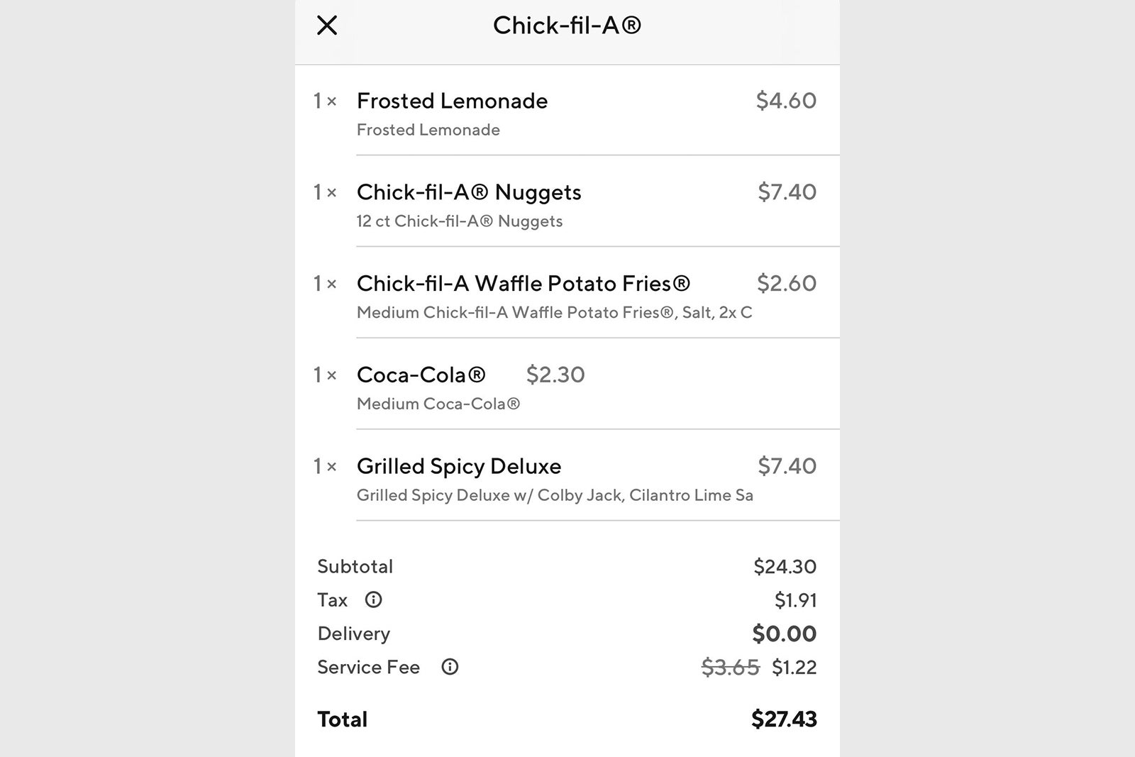 DoorDash chickfila