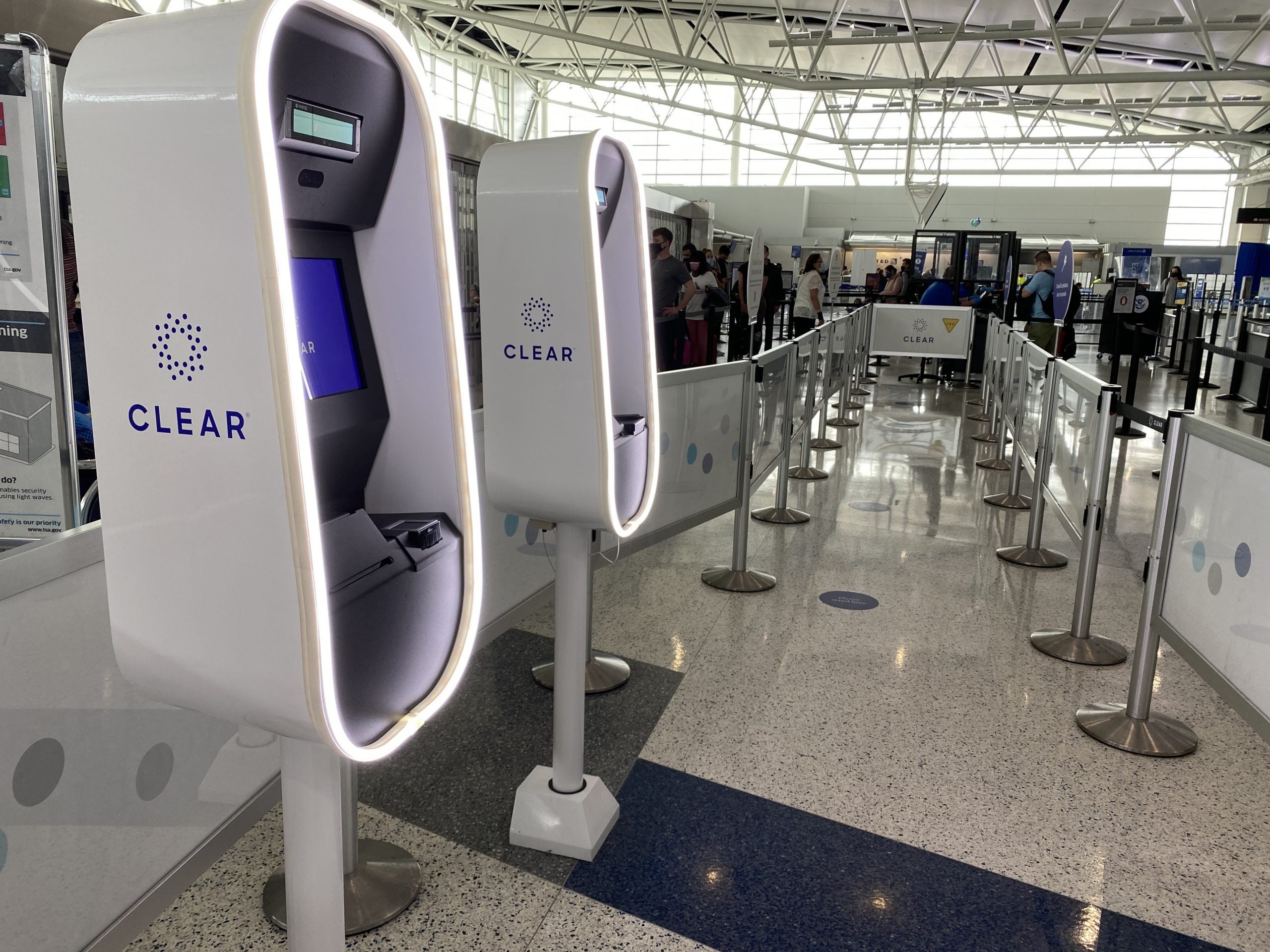 Clear airport kiosk