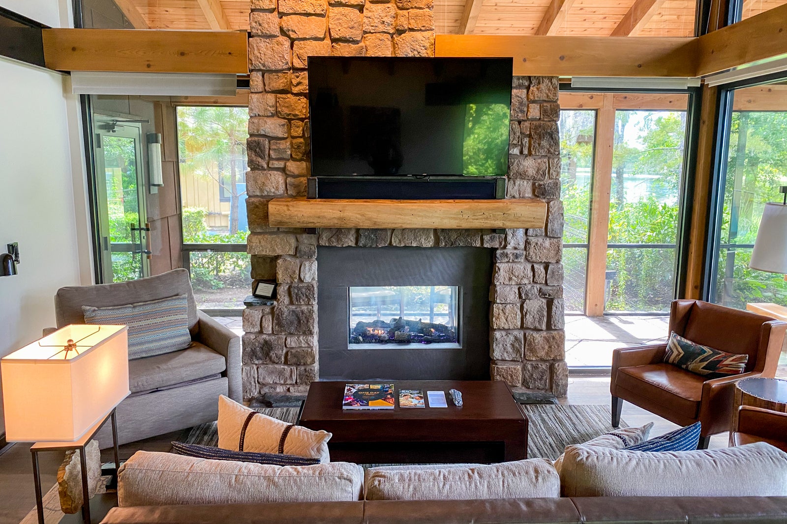 cabin fireplace