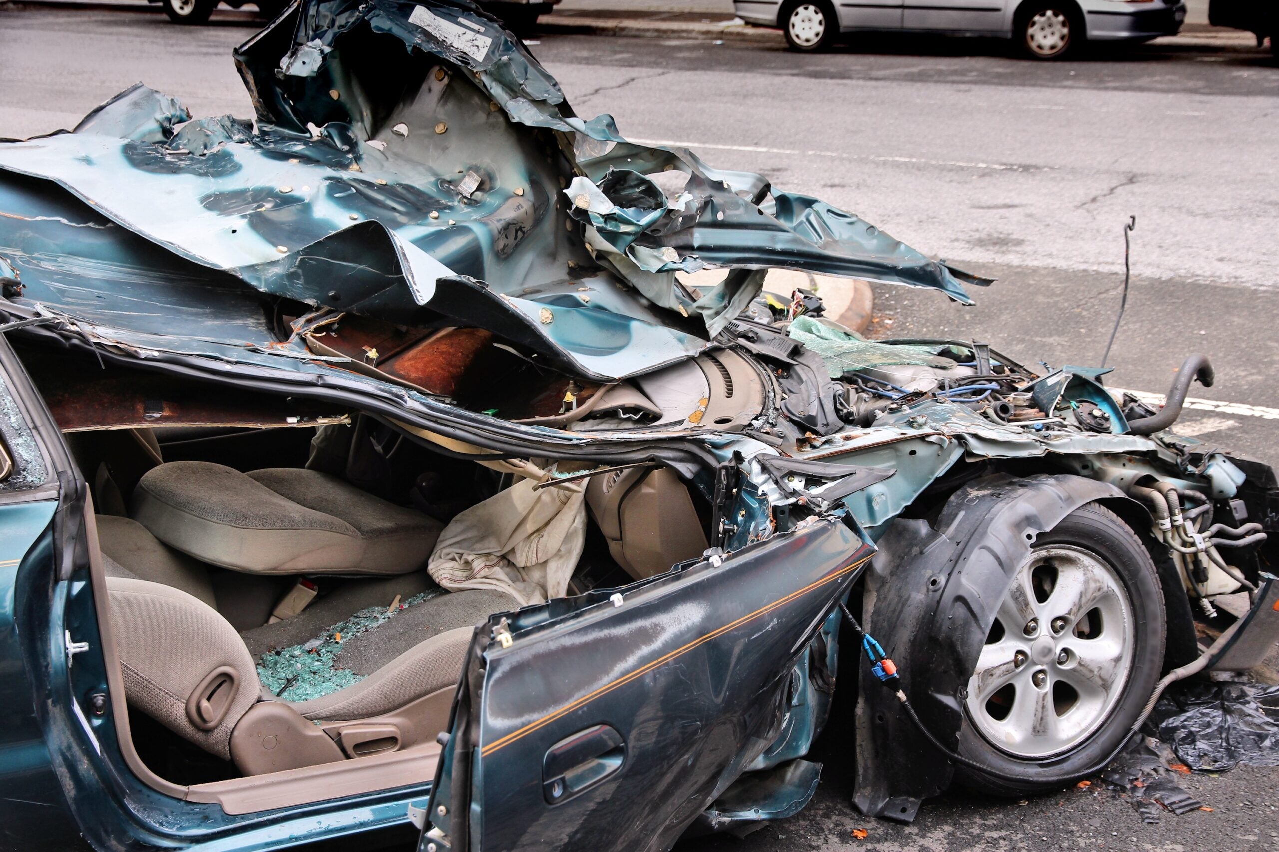 a car after a head-on collision 