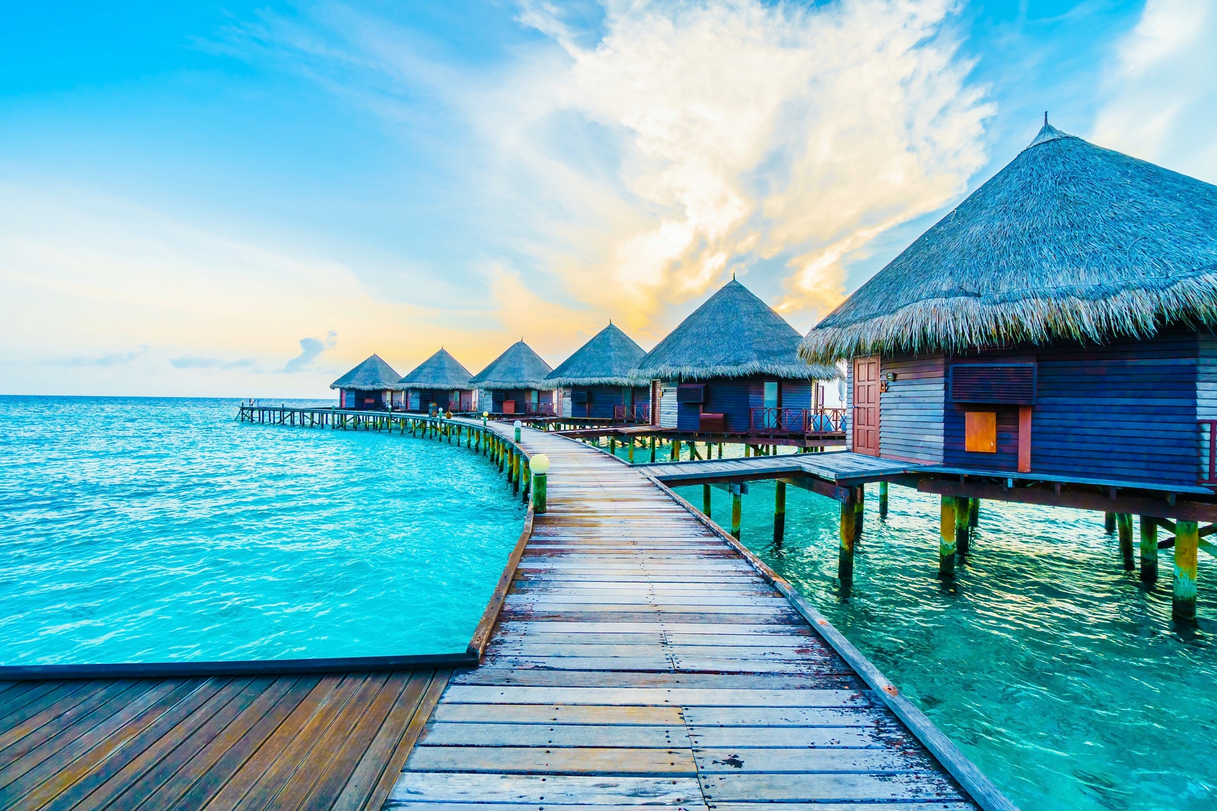 Overwater bungalows in the Maldives