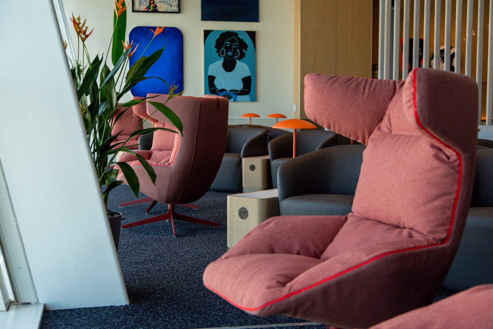 seating area at an airport lounge