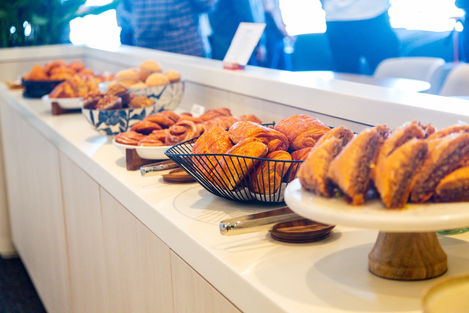 Food offerings at an airport lounge