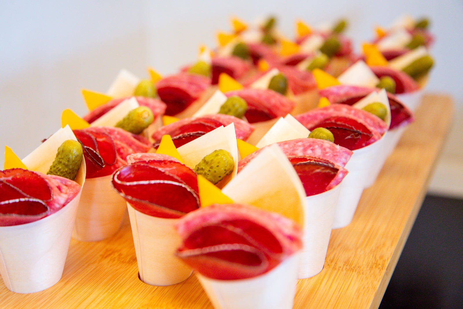 Food offerings at an airport lounge