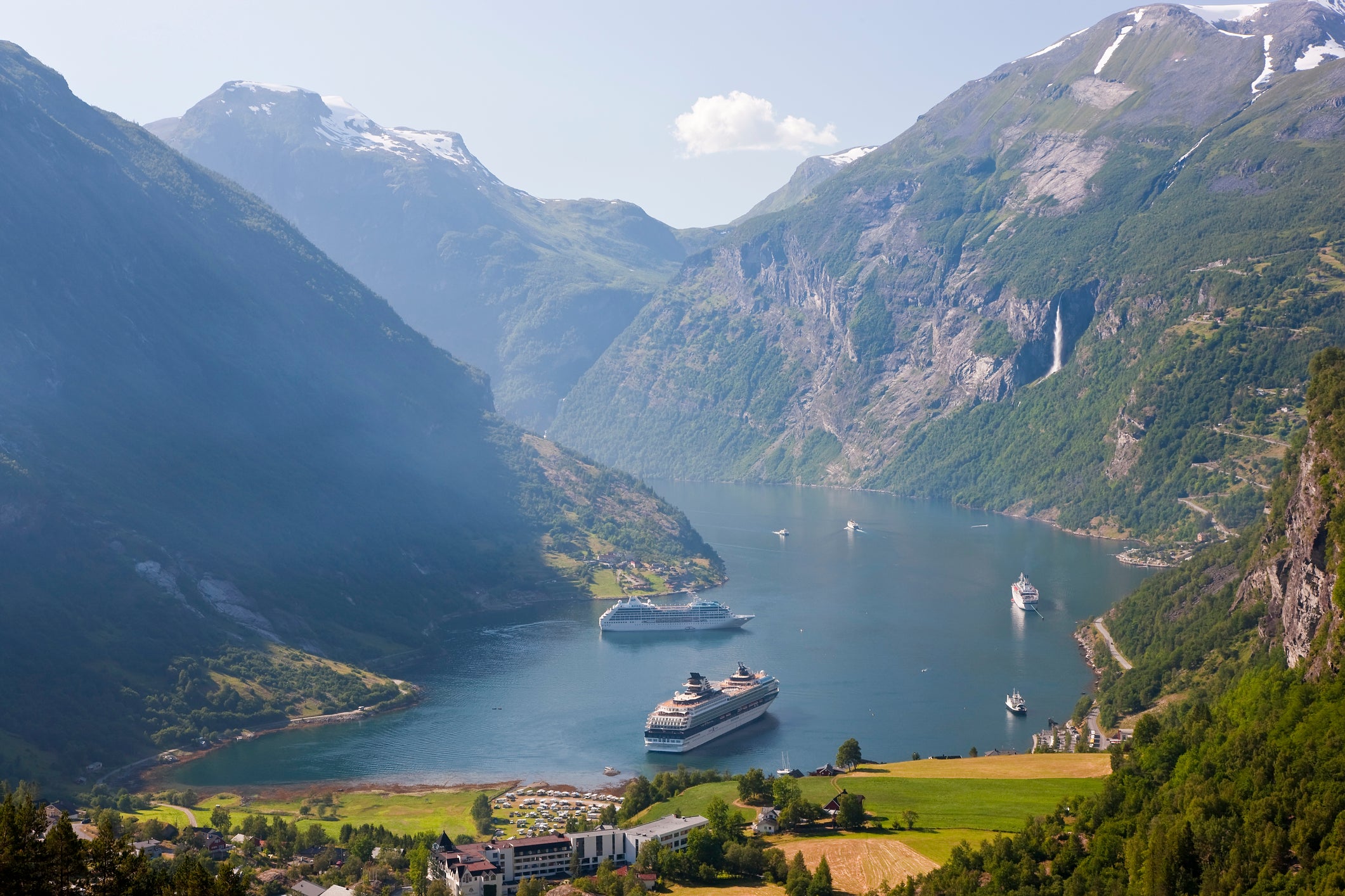 Cruise ships in Geirangerfjord, Norway.