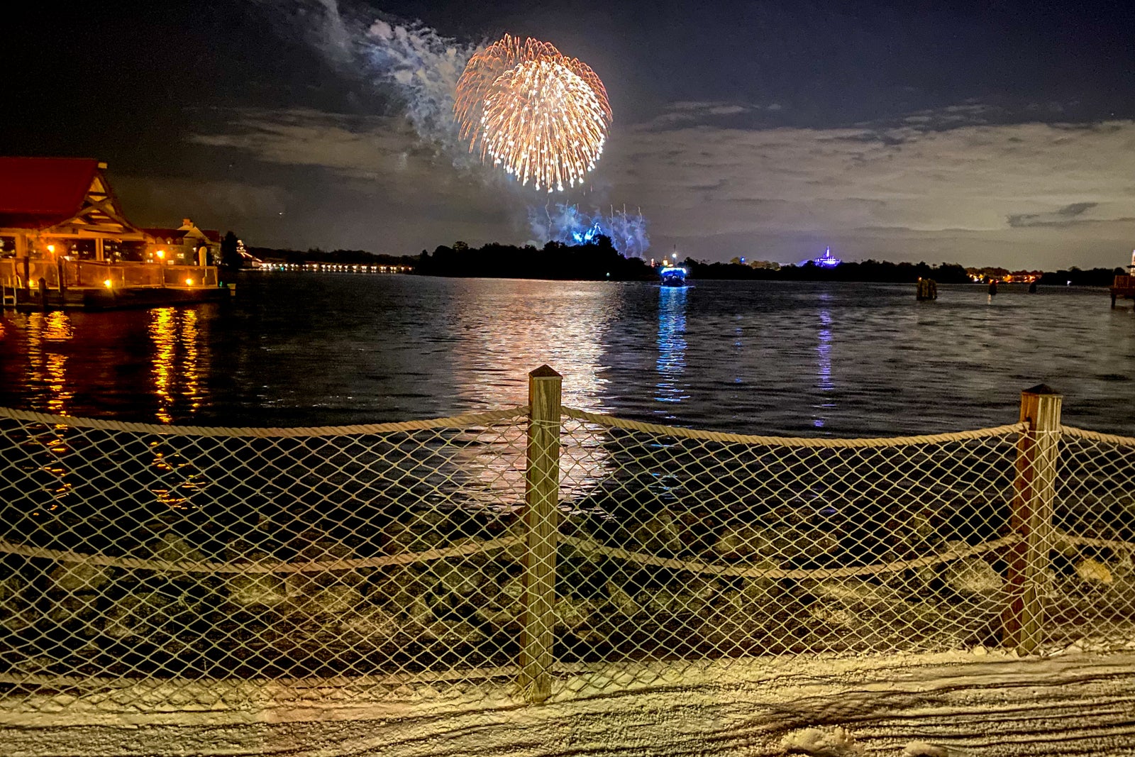 fireworks over lake