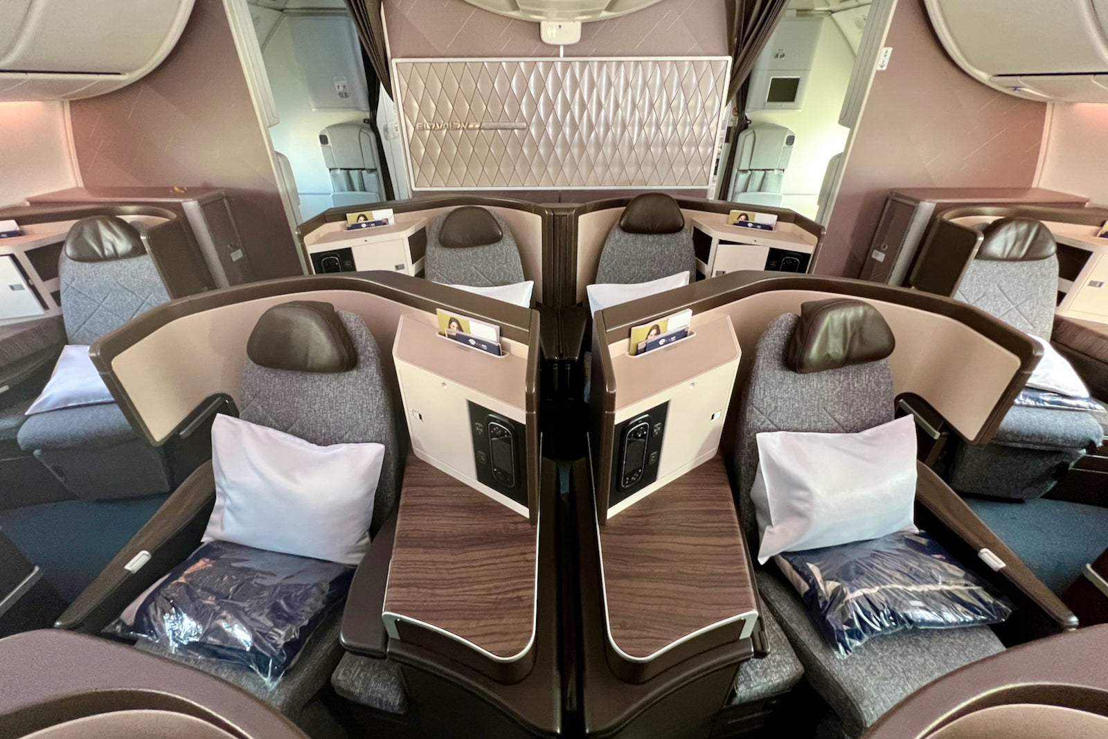 business class seats before the passengers board a plane