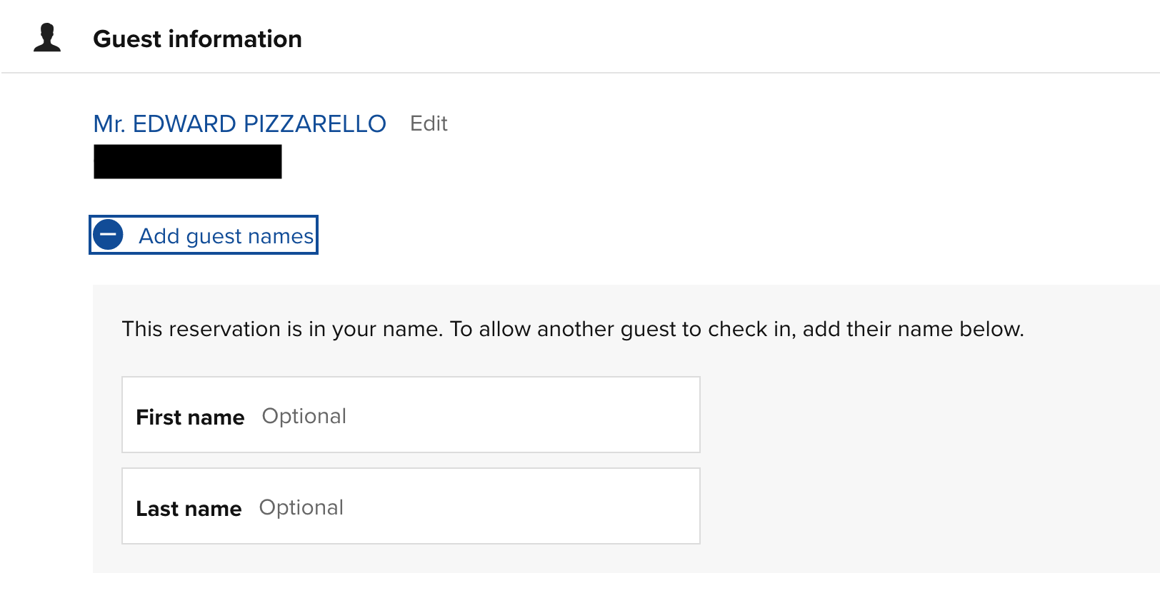 Adding a second guest to a Hilton reservation