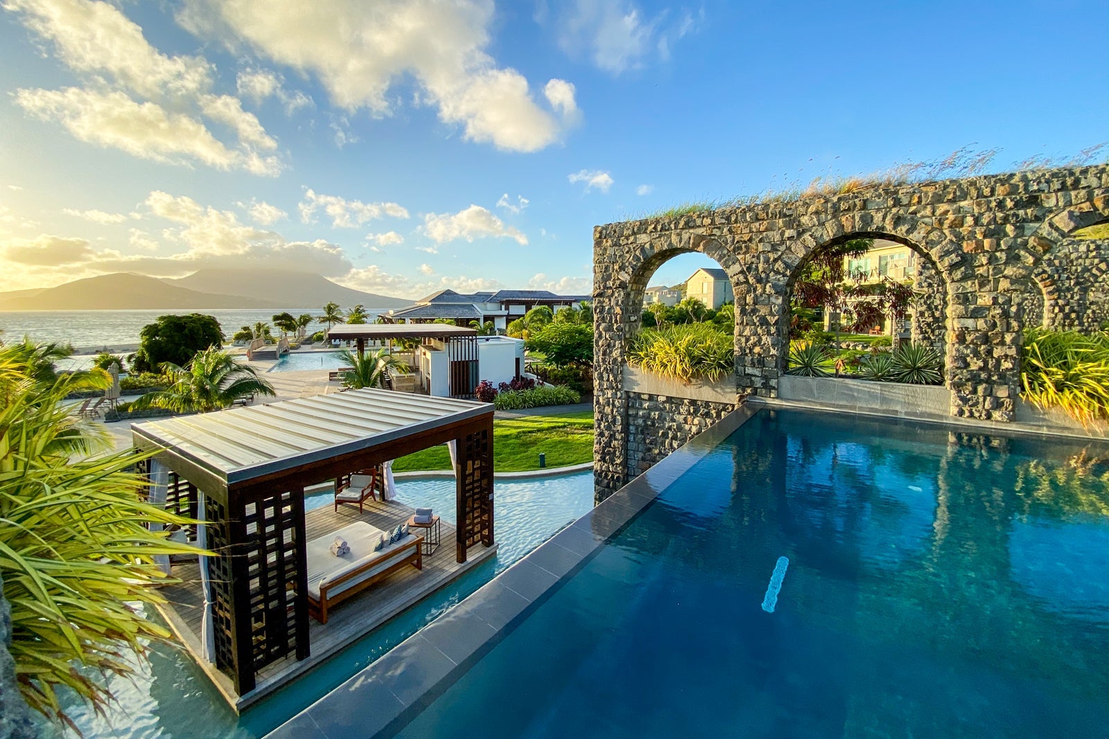 pool with beach view