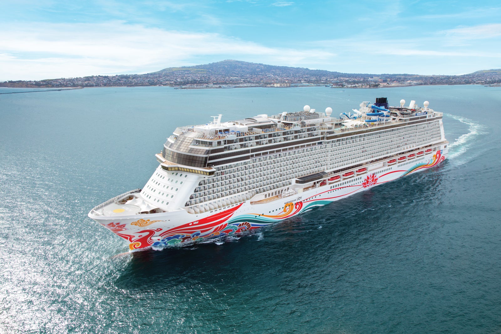 Norwegian Cruise Ship Joy sails across the sea