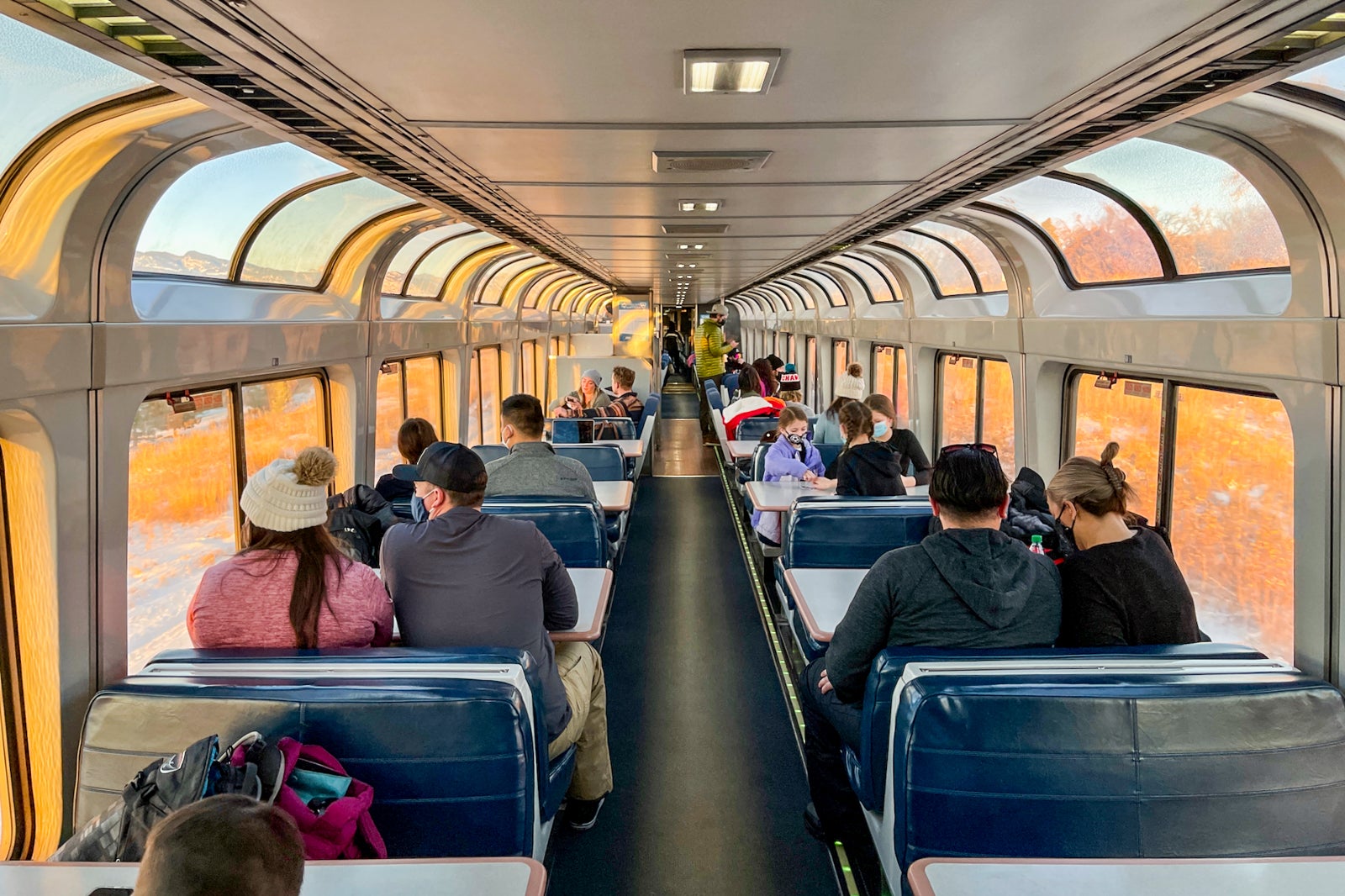 floor-to-ceiling windows in train car