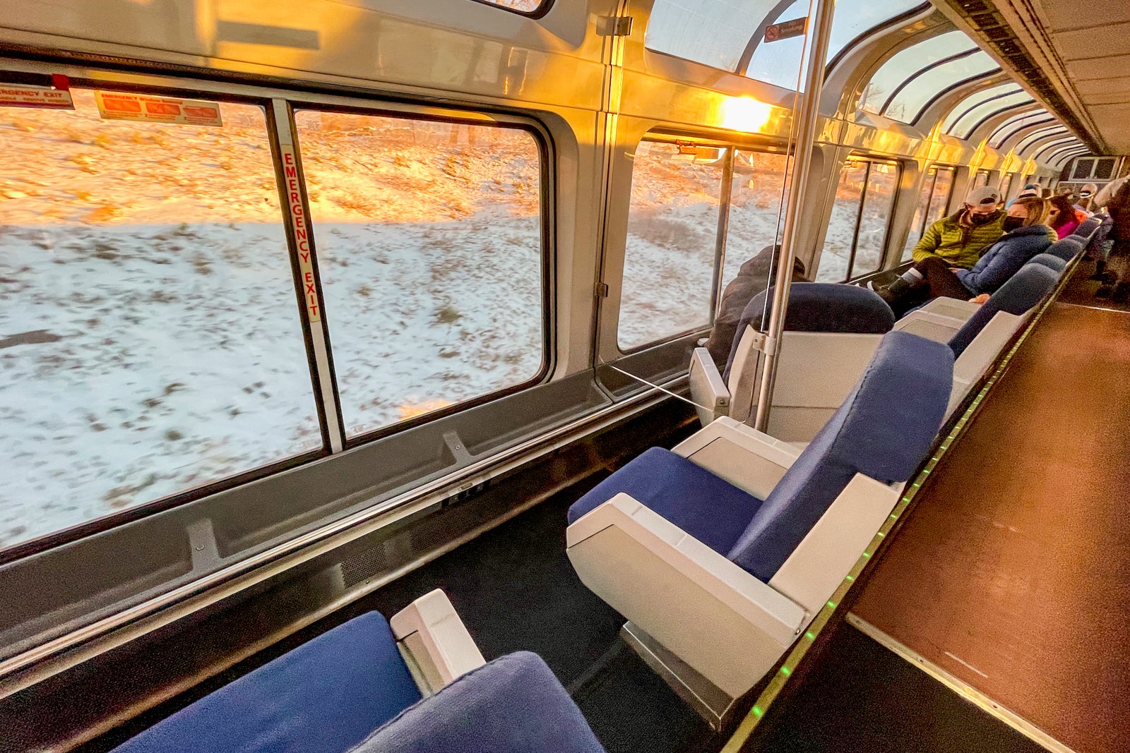 seats facing train window
