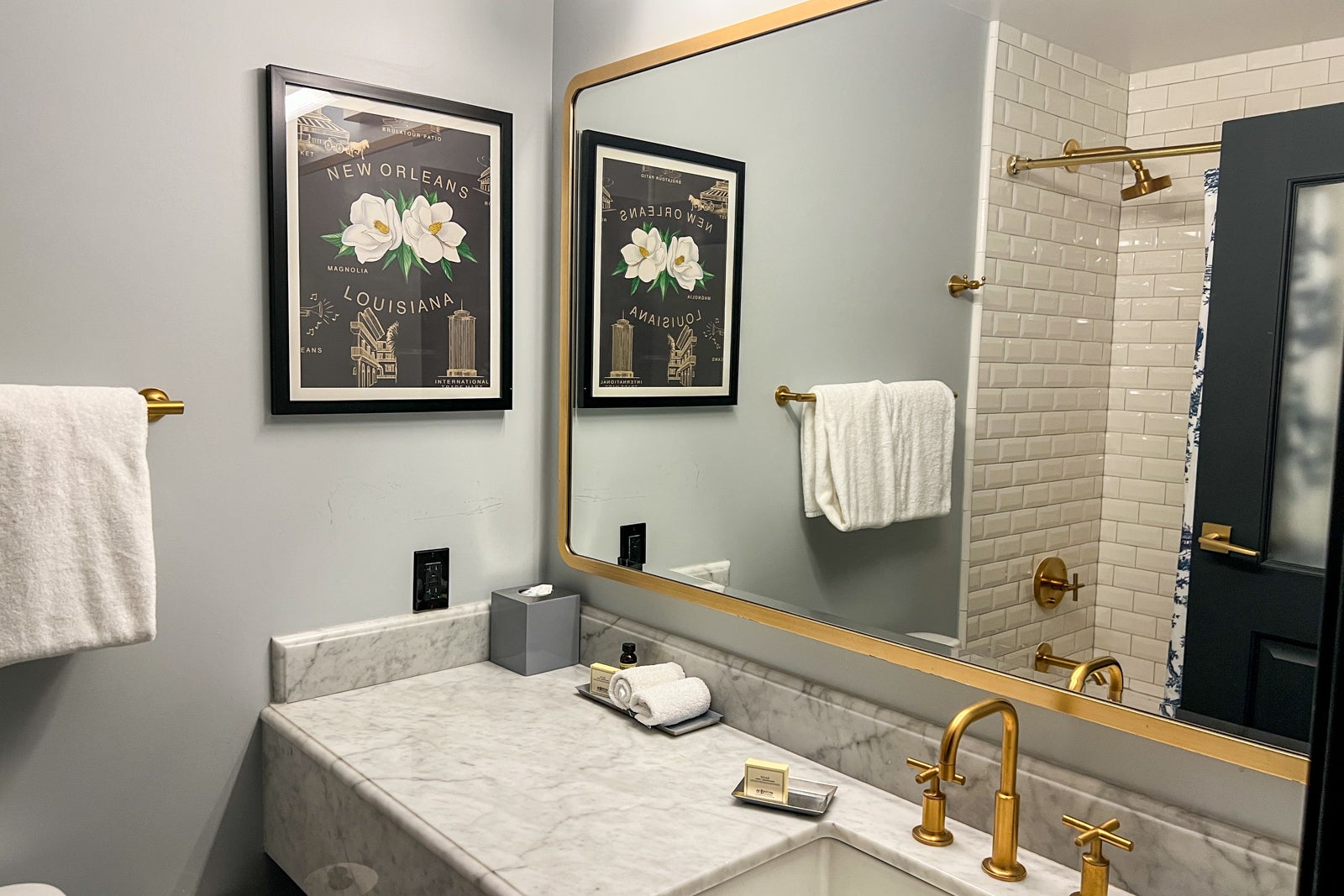 Bathroom in hotel room.