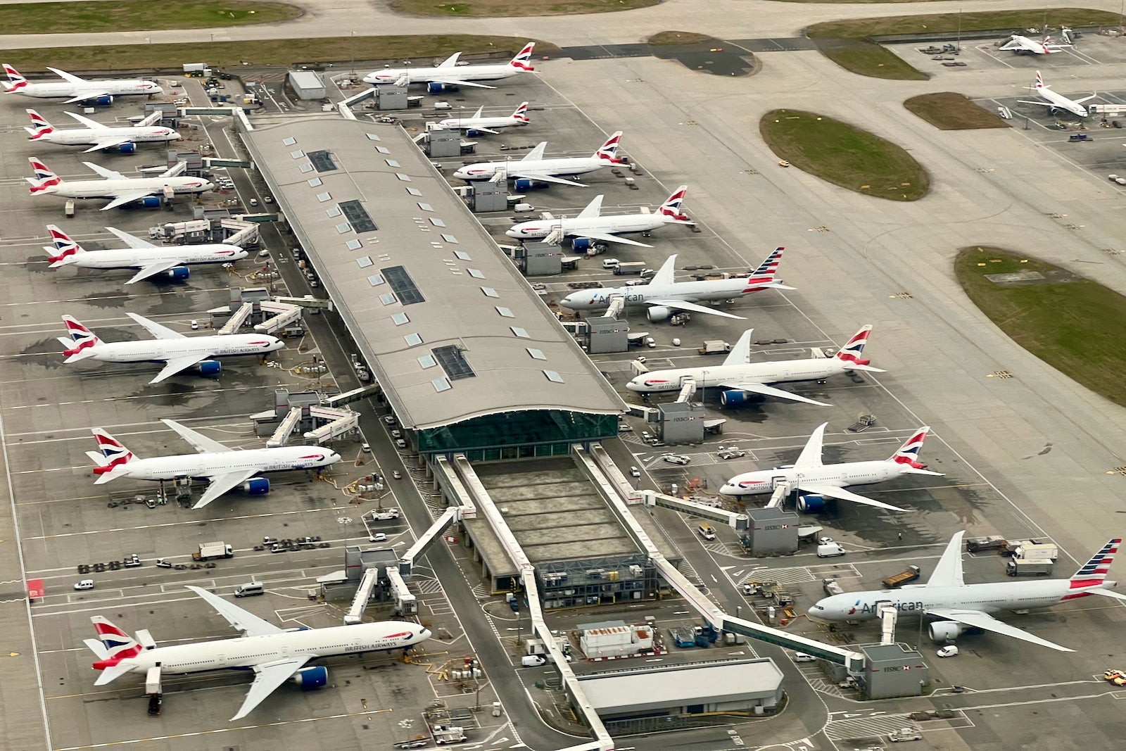 British Airways planes in Terminal 5 at LHR