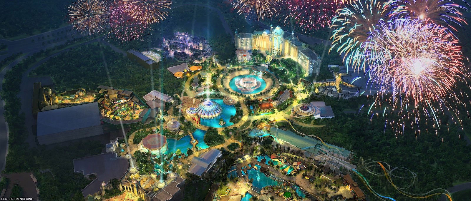 Rendering of Universal's Epic Universe theme park