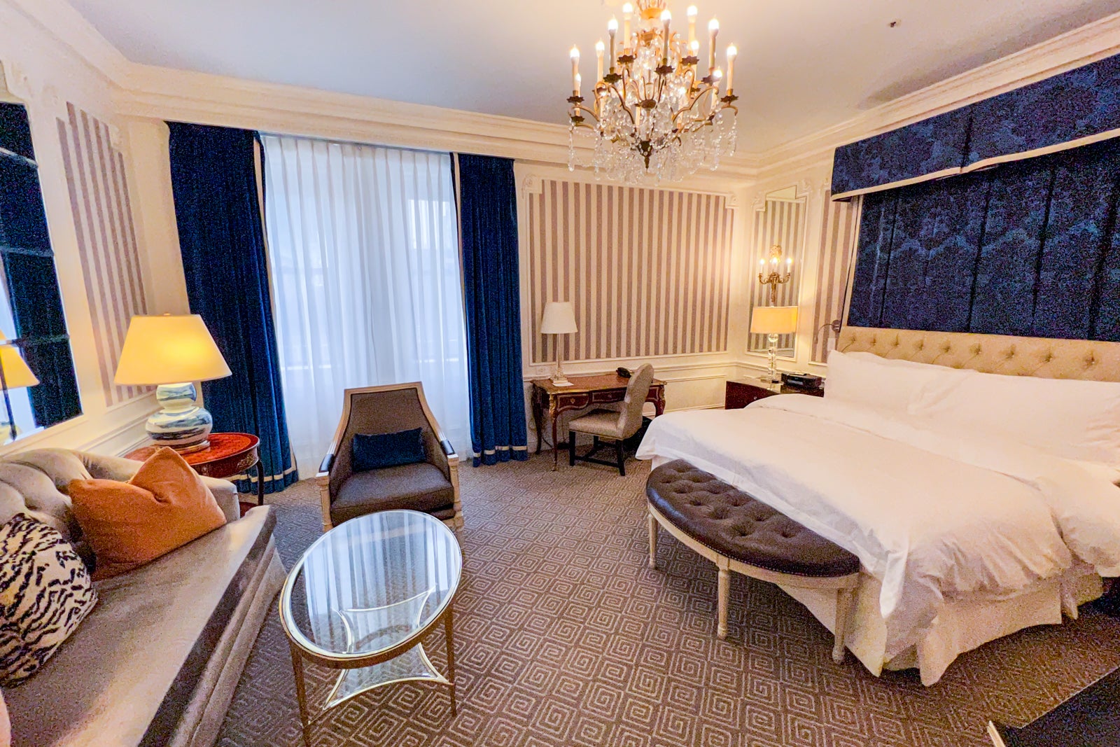 a luxury hotel bedroom