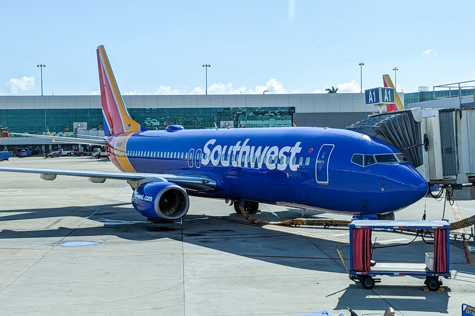 A Southwest Boeing 737 at the gate