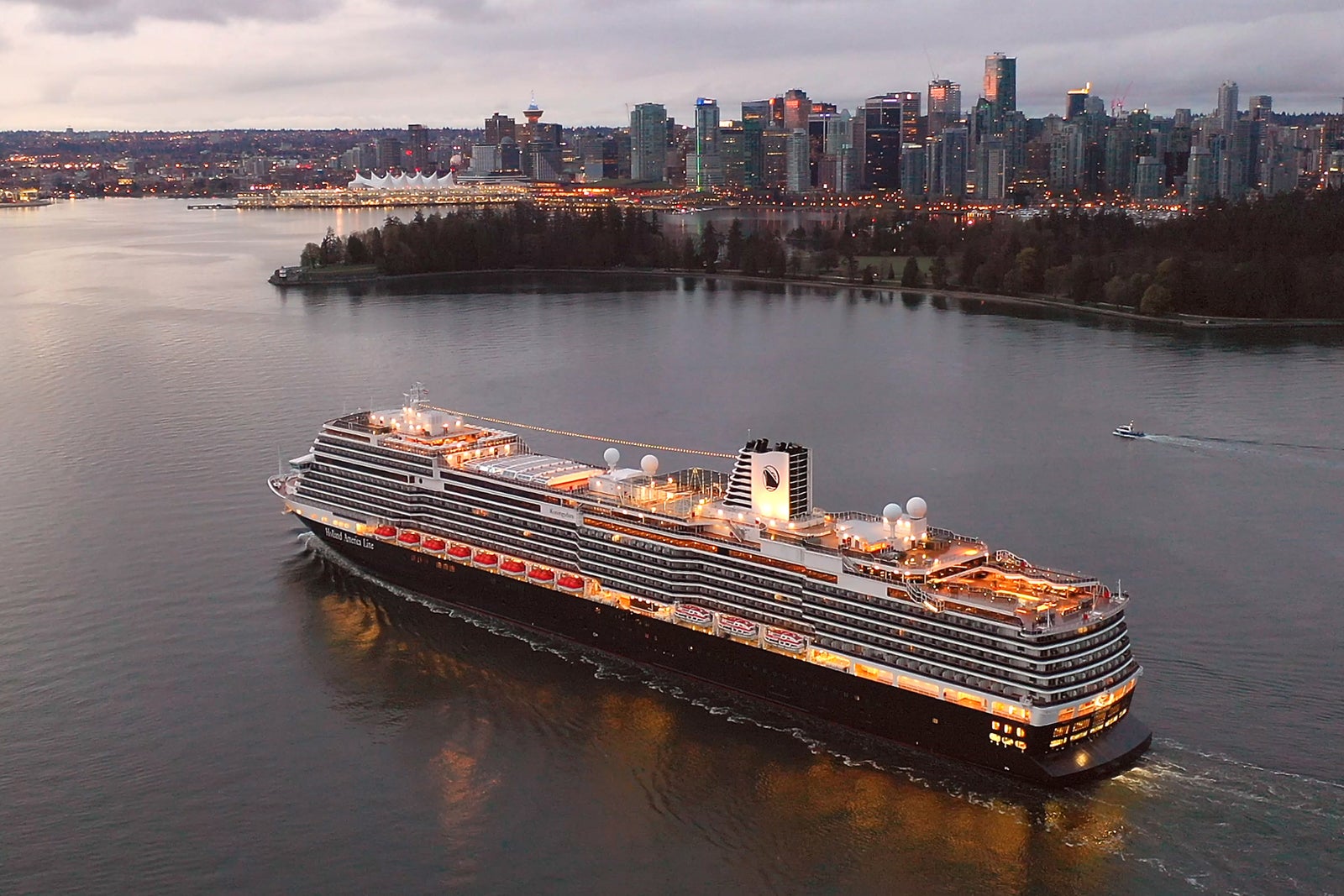 Koningsdam cruise ship sailing by Vancouver