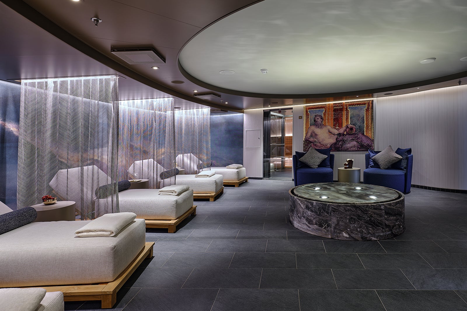 Relaxation room of Silver Dawn's Otium Spa