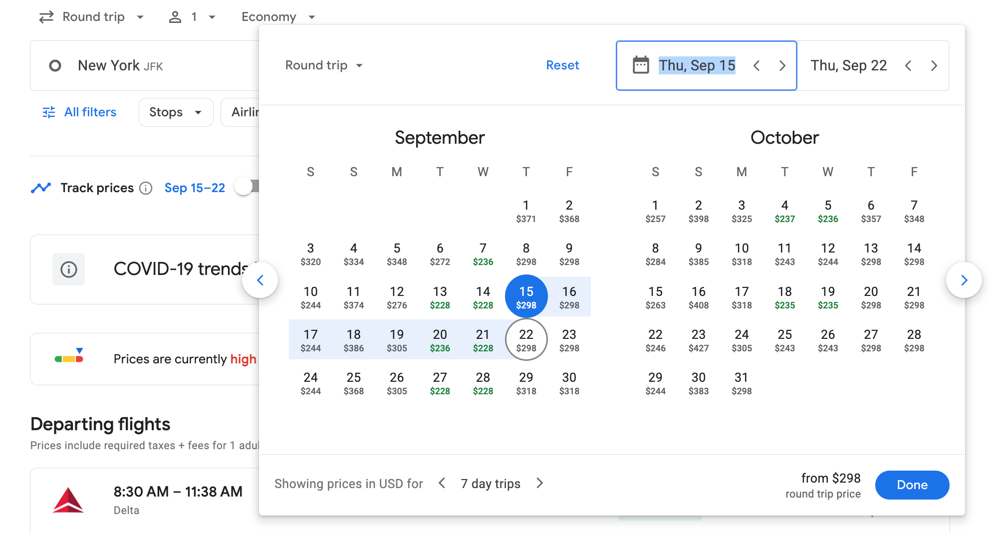 fare calendar