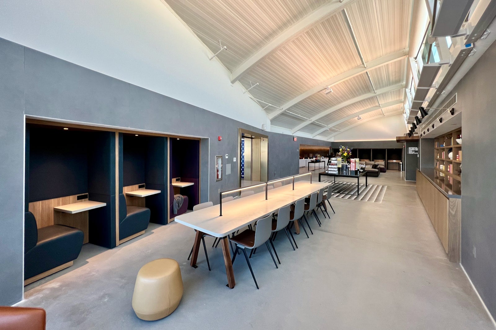 seating and tables in an airport lounge