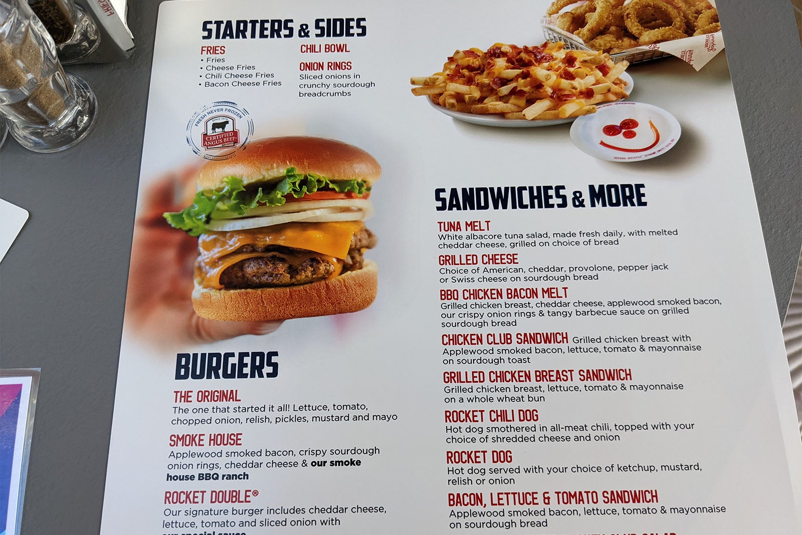 Johnny Rockets burger and sandwiches menu on Wonder of the Seas cruise ship