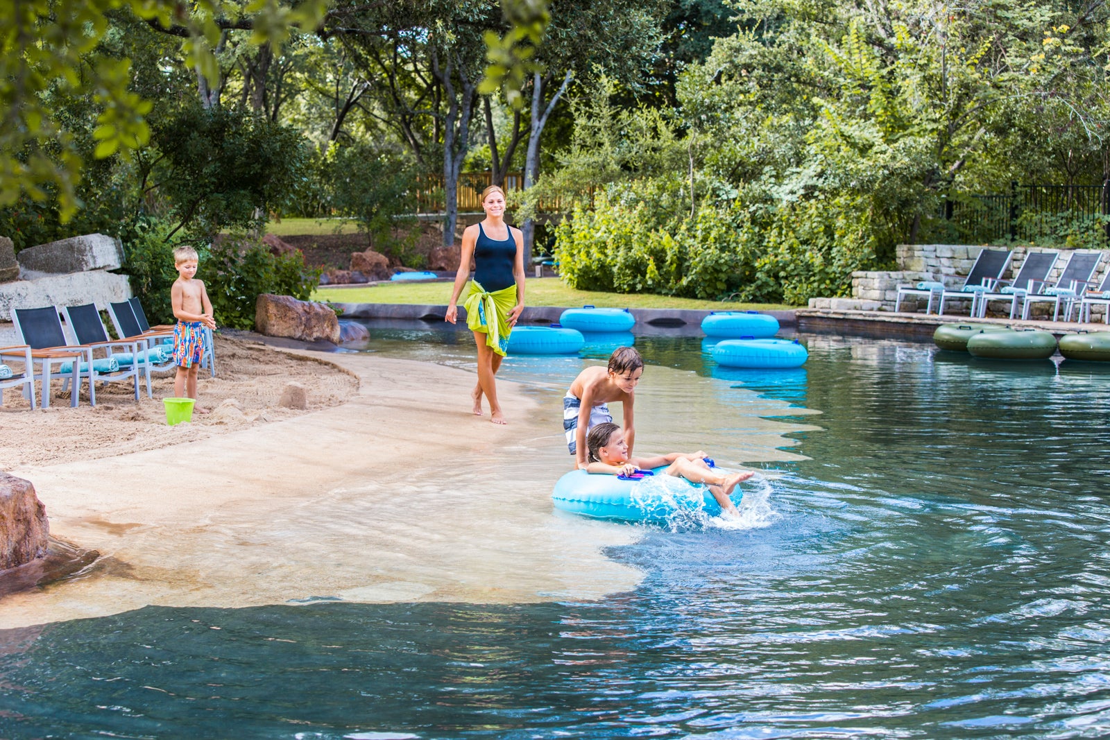 Kids playing in lazy river